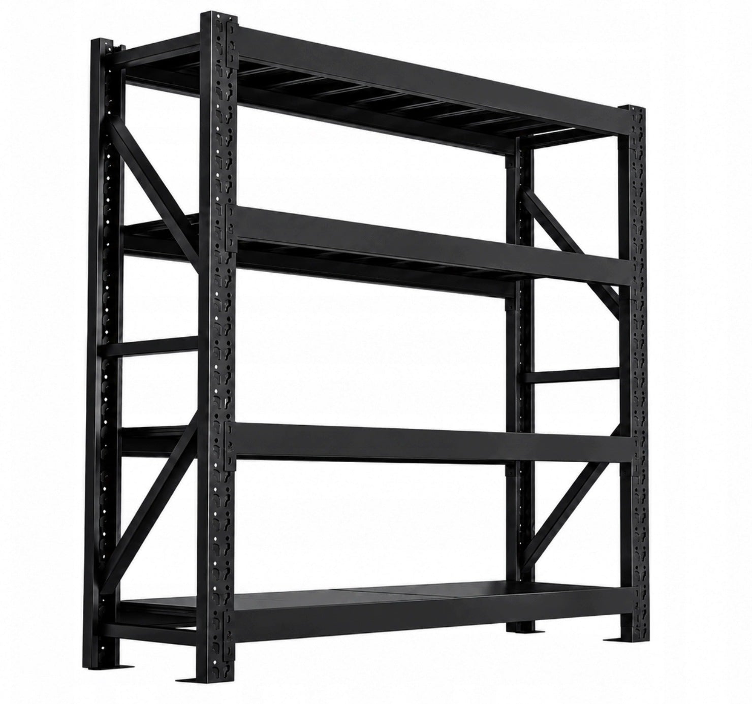 Metal Storage Rack 200x60x200cm 1200kg 4 Shelves Black Loft Solid