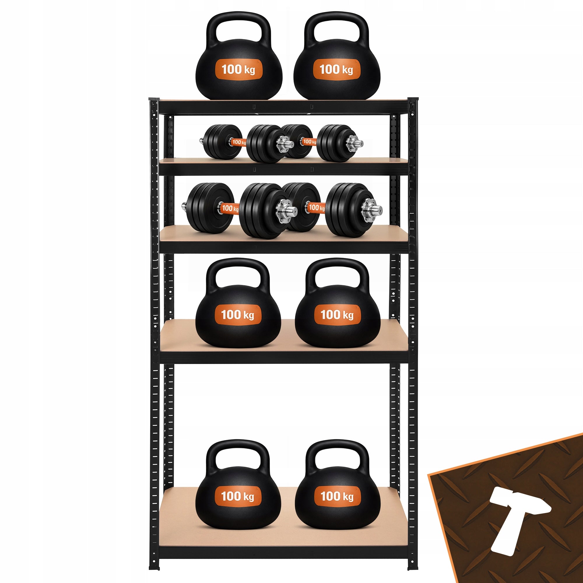 Metal Storage Rack 5 Shelves Black for Basement Garage 180x90x40 1000kg Manufacturer code Regał magazynowy - czarny 180x90x40 Bigstren