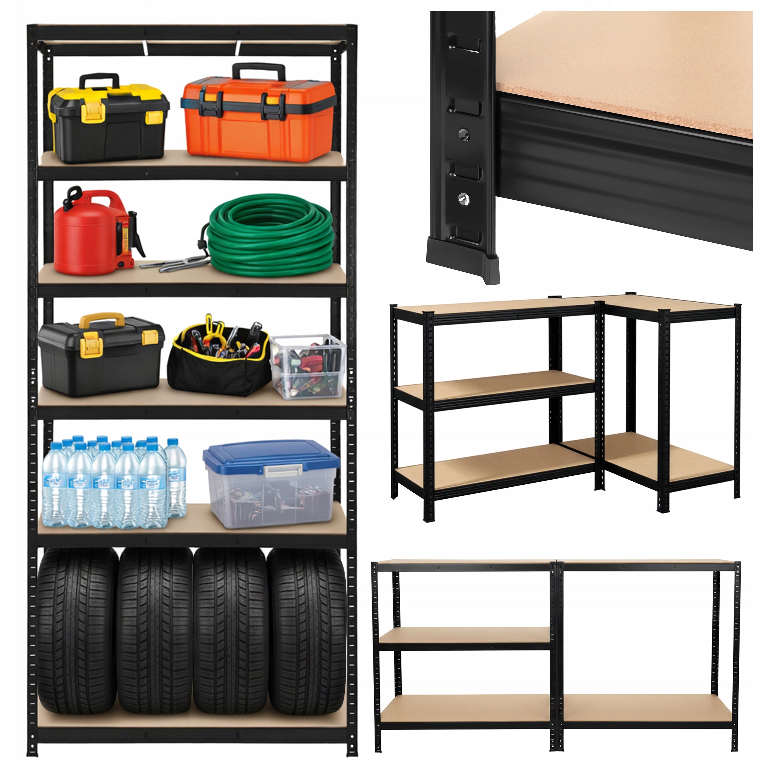 Metal Storage Rack 5 Shelves Black for Basement Garage 220x100cm 1000kg