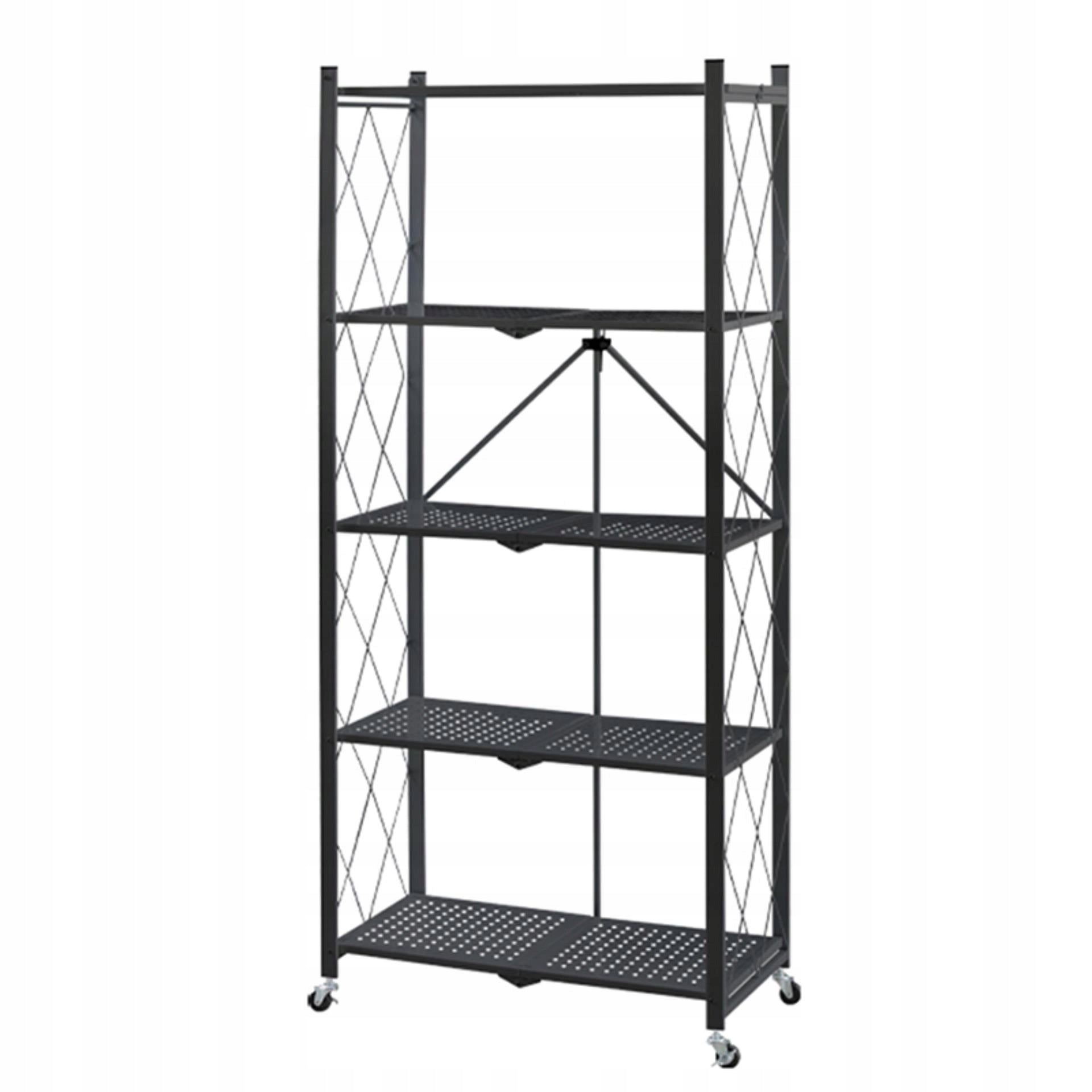 Metal Storage Rack Folding On Wheels 5 Shelves Mobile Loft Avenido Packaging status original