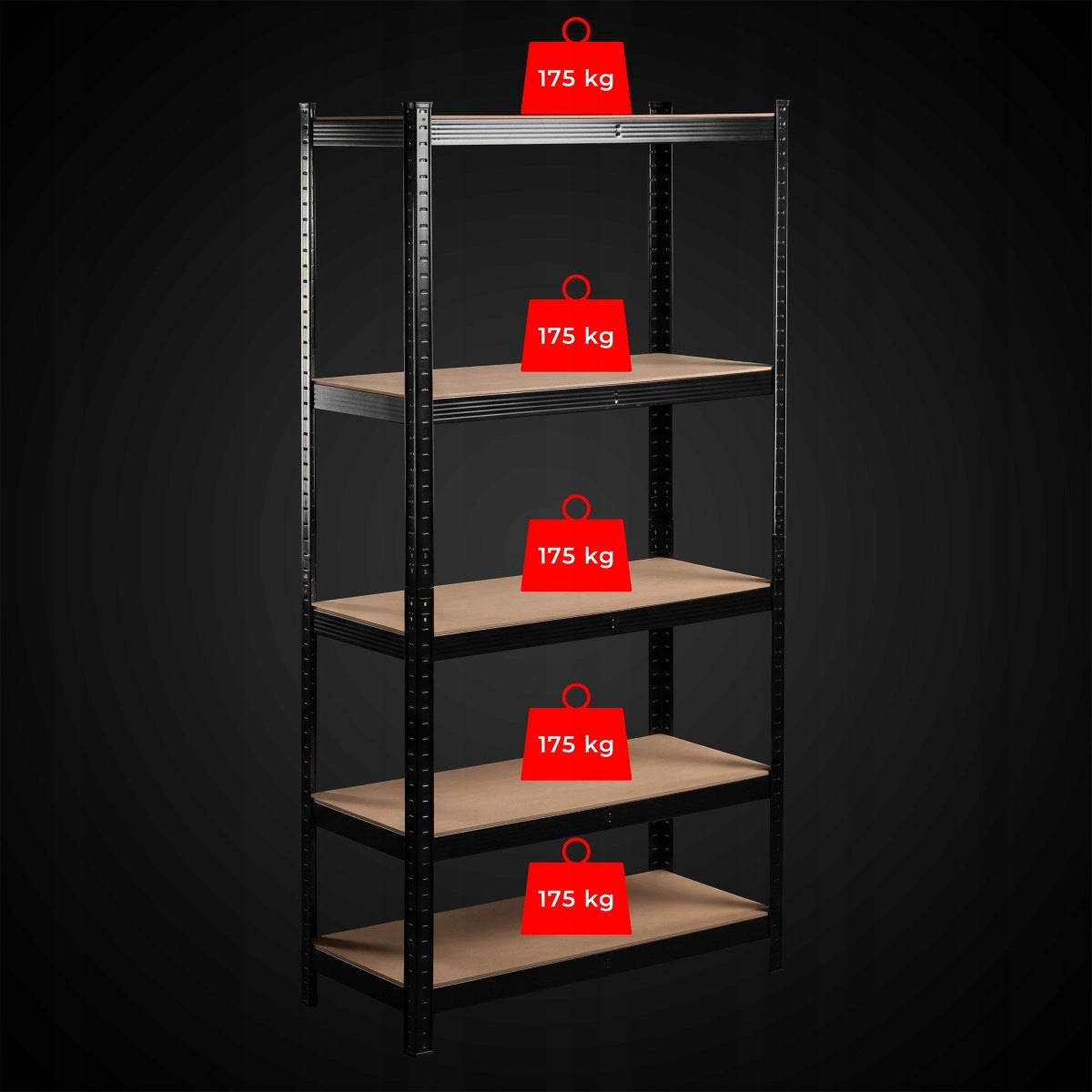 Metal Storage Rack For Garage Office 150x75x30 Black 5 Shelves 875kg Manufacturer Bartimex