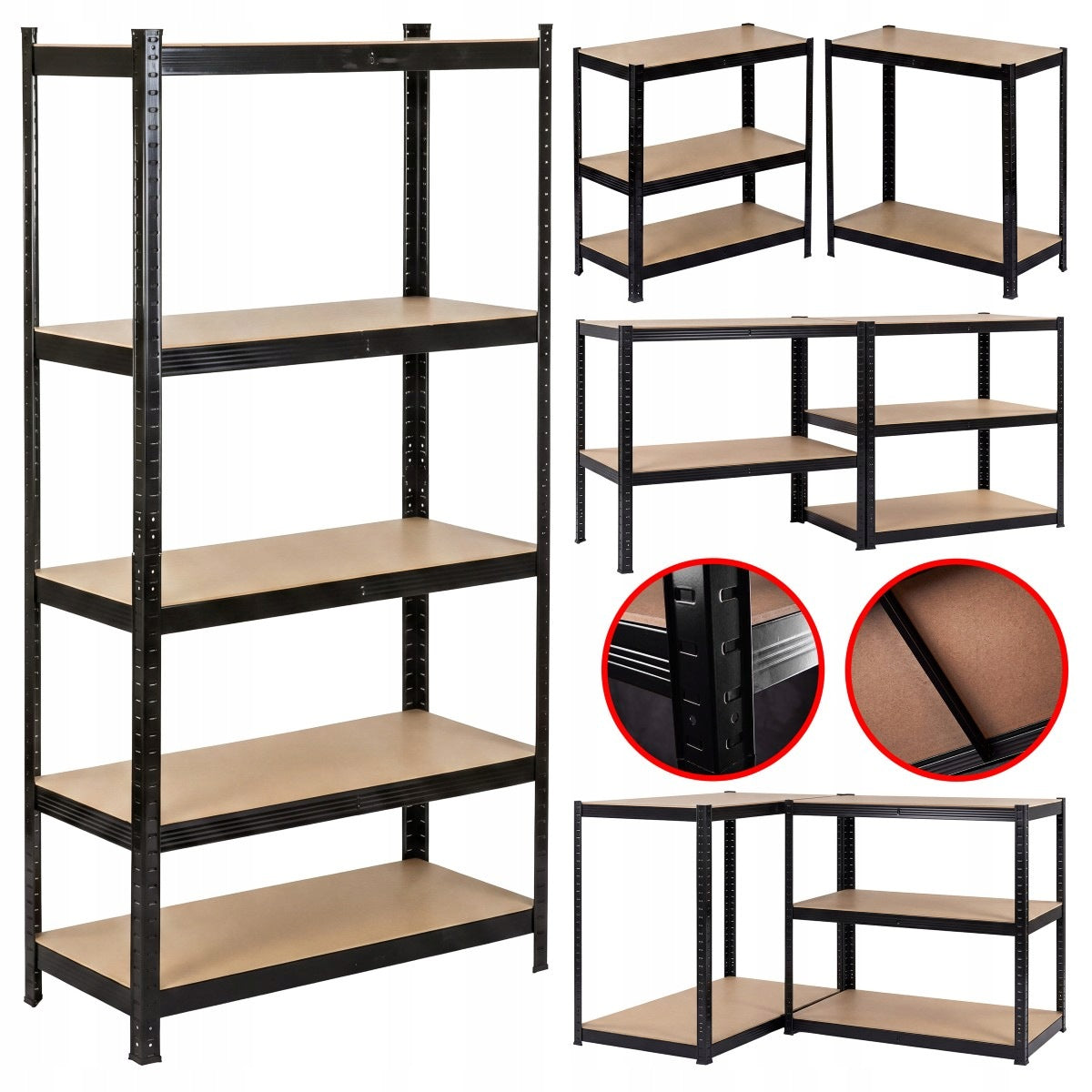 Metal Storage Rack For Garage Office 180x90x40 Black 5 Shelves 875kg