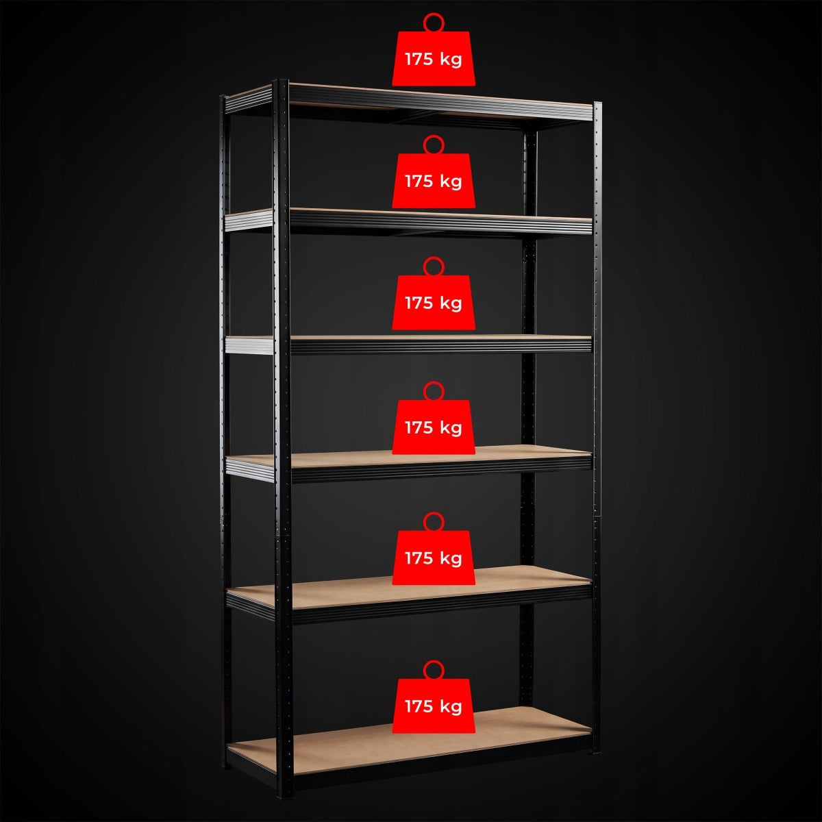 Metal Storage Rack For Garage Office 220x90x40 Black 6 Shelves 1050kg Manufacturer Bartimex