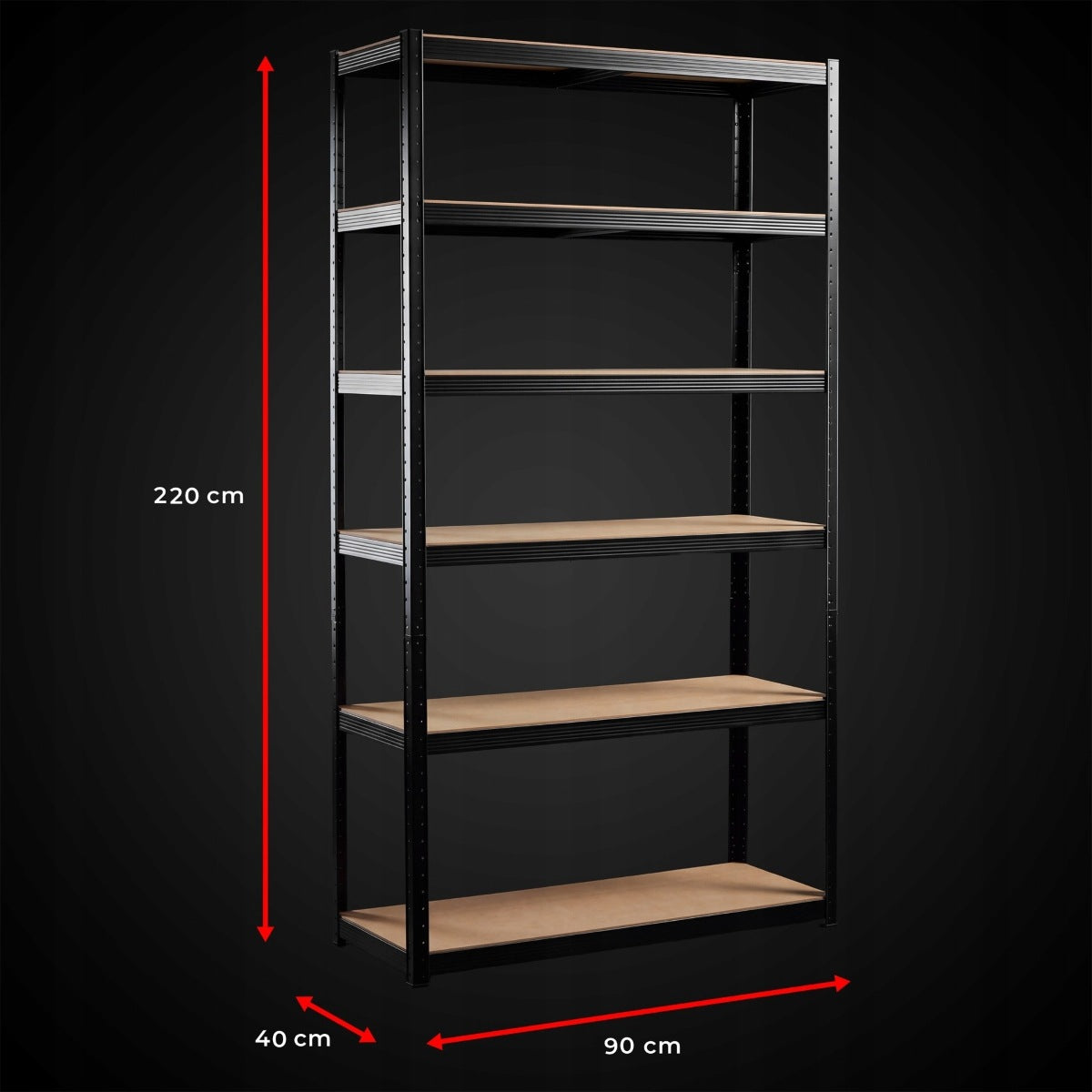Metal Storage Rack For Garage Office 220x90x40 Black 6 Shelves 1050kg Manufacturer code DLG_93204