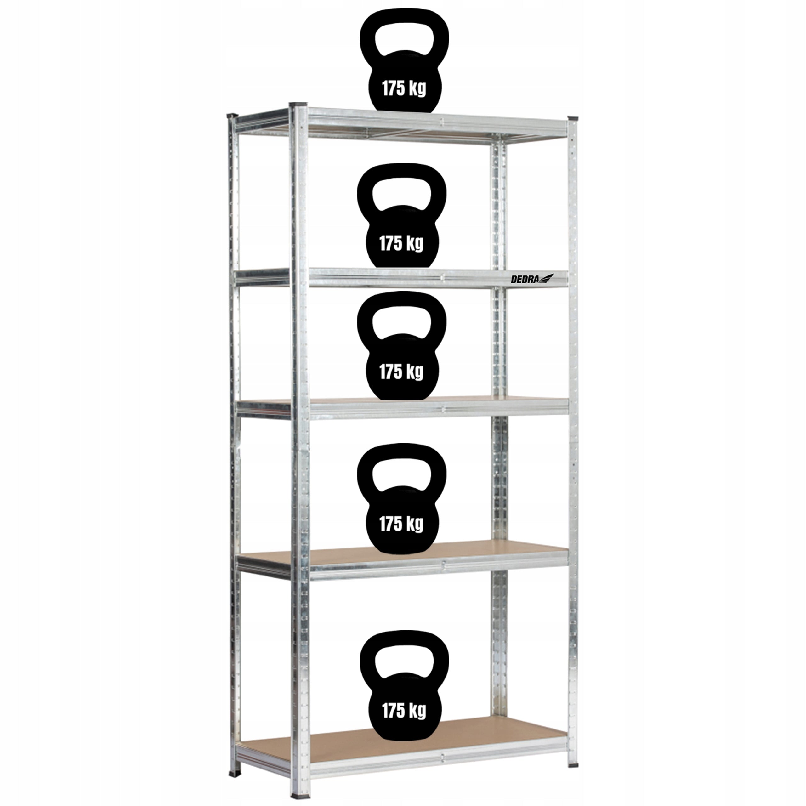 Metal Storage Rack Garage Workshop 5 MDF Shelves 154x75x30 cm 3in1 Manufacturer Dedra