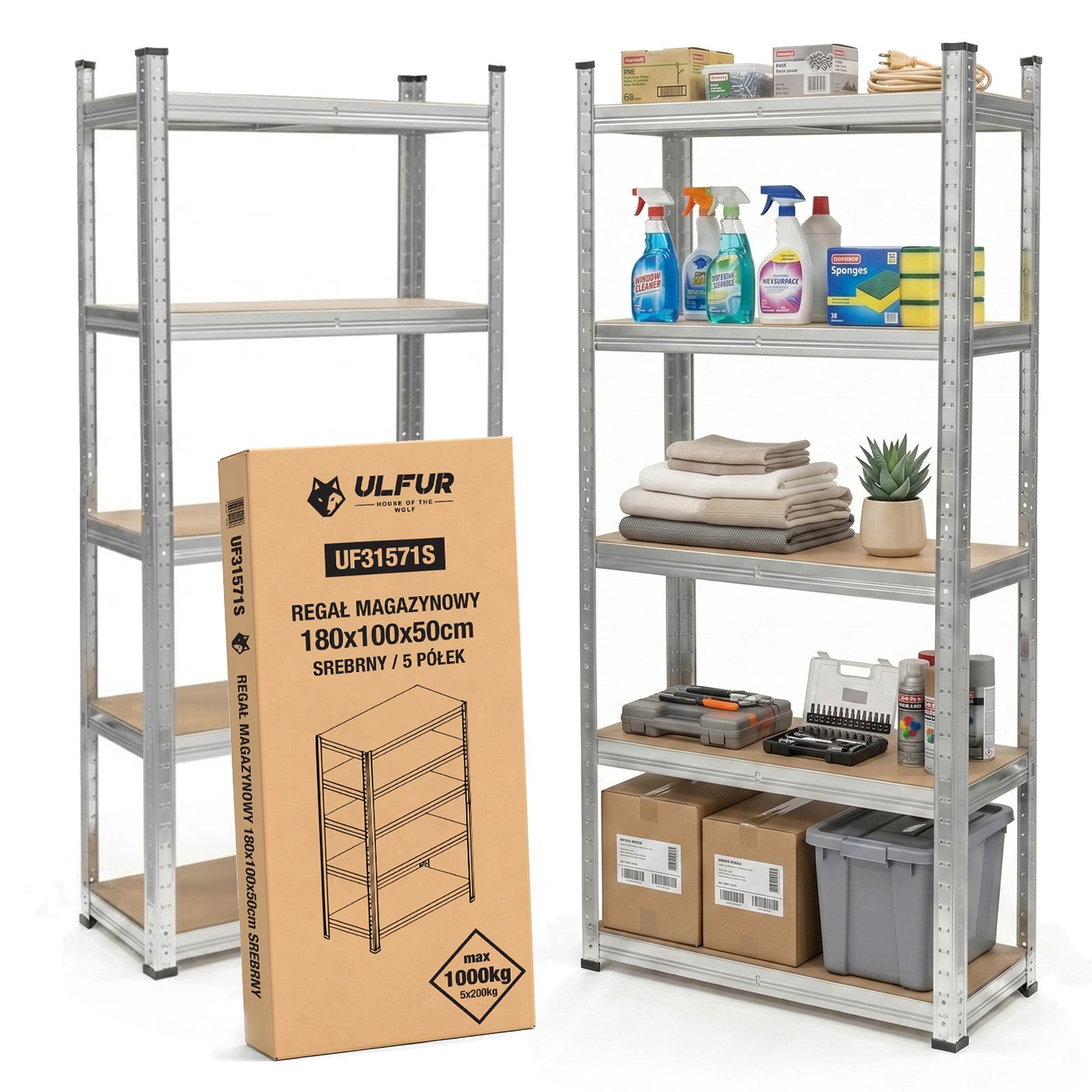 Metal Storage Rack for Basement Garage 180x100x50cm 1000kg Ulfur