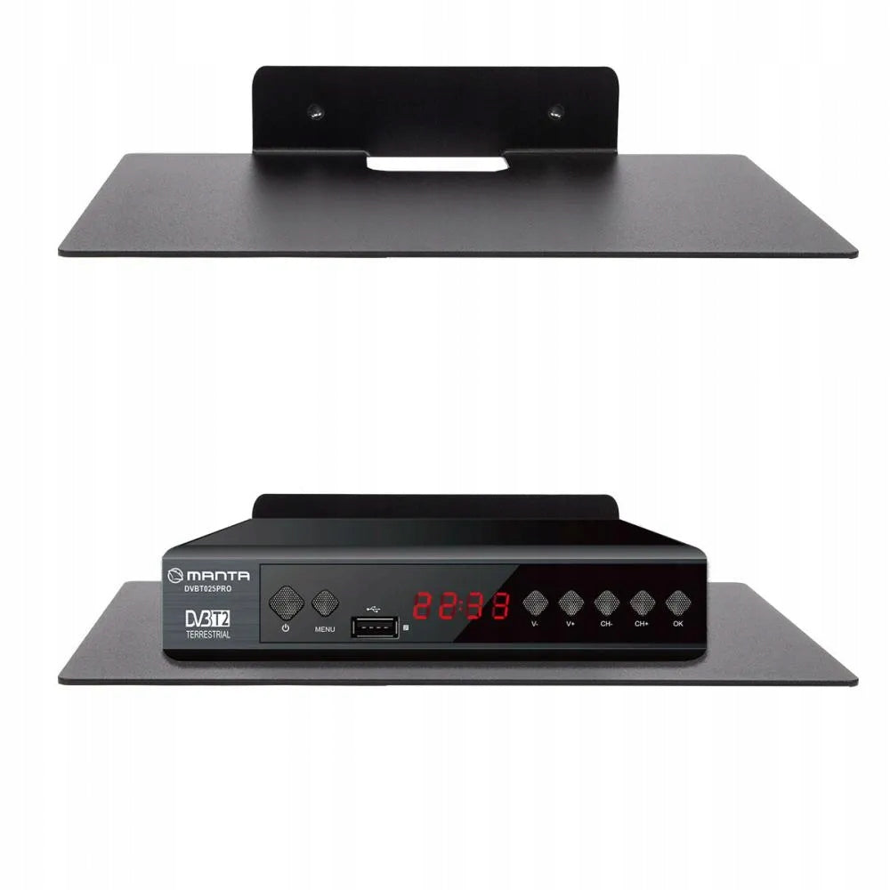 Metal TV shelf for router decoder black wall 27x18,5cm organizer Packaging status original