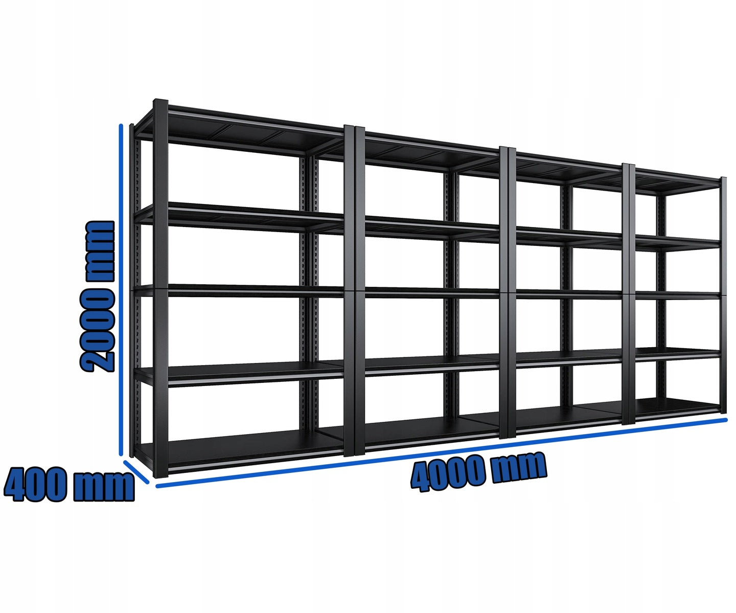 Metal bookcase black storage 200x400x40 garage basement office DODAS Packaging status original