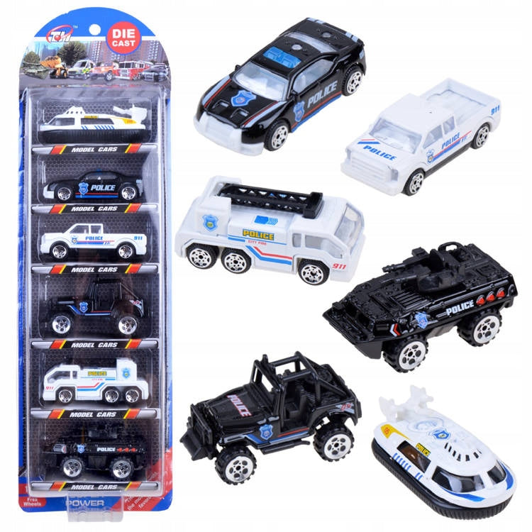 Metal cars set POLICE 6pcs resoraki ZA3505 Brand Jokomisiada