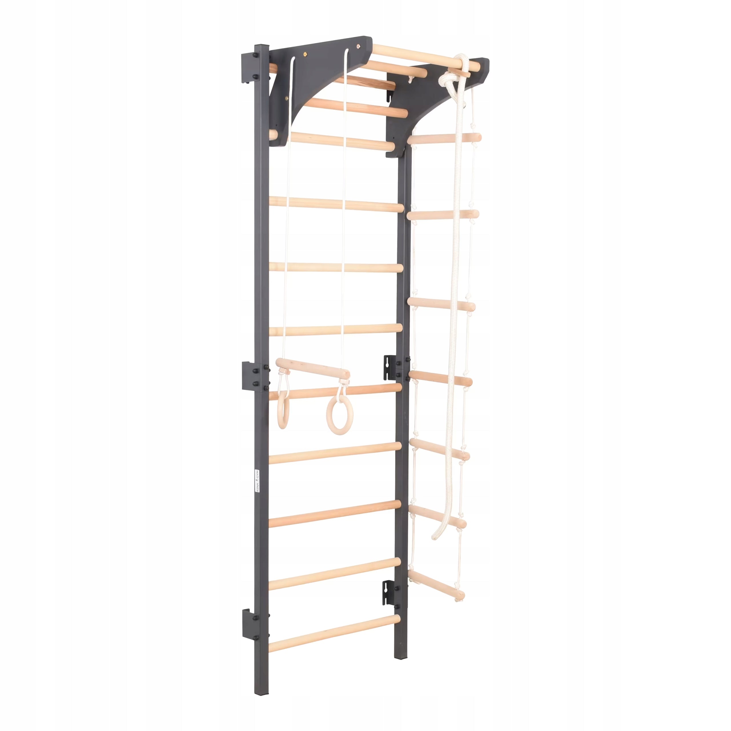 Metal gymnastic ladder STEEL KOM 2 graphite with bar, wheels