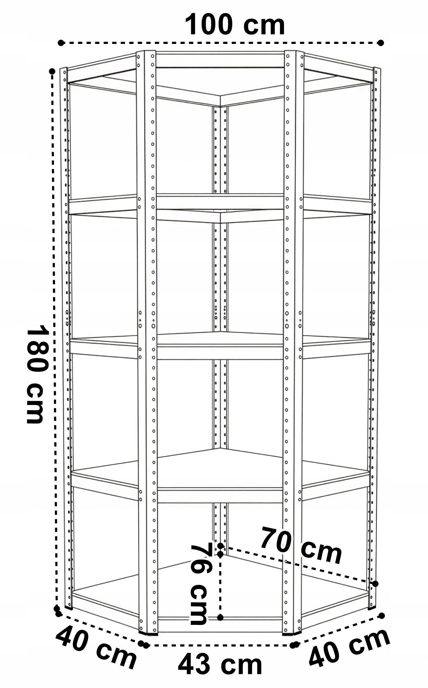 Metal rack 5 shelves 175 kg 180x70x40 cm Manufacturer Gockowiak