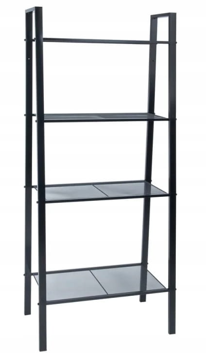 Metal rack black 148x61,8 cm 4 shelves with openwork mesh