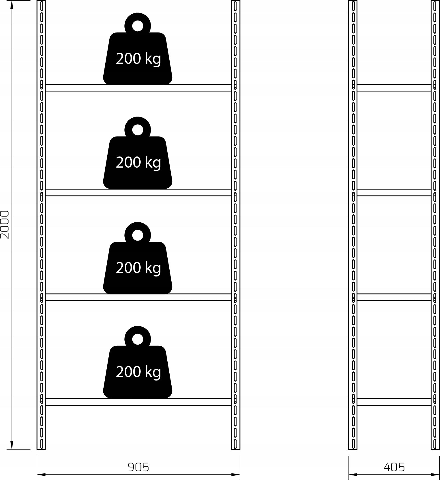 Metal rack shelf 90x40x4cm thickness 1,5mm load up to 200 kg Manufacturer HUMBERG