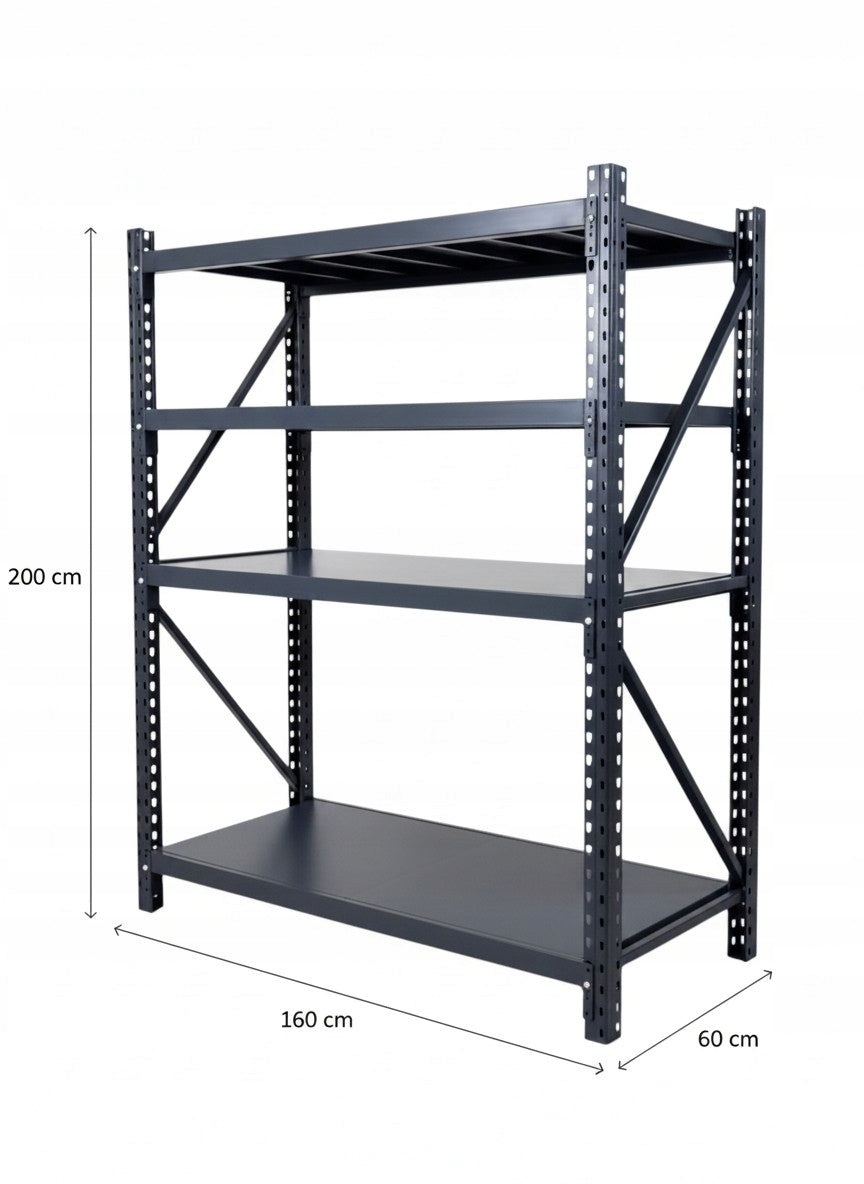Metal shelf rack 200x160x60 cm solid strong 400 kg per shelf Packaging status original