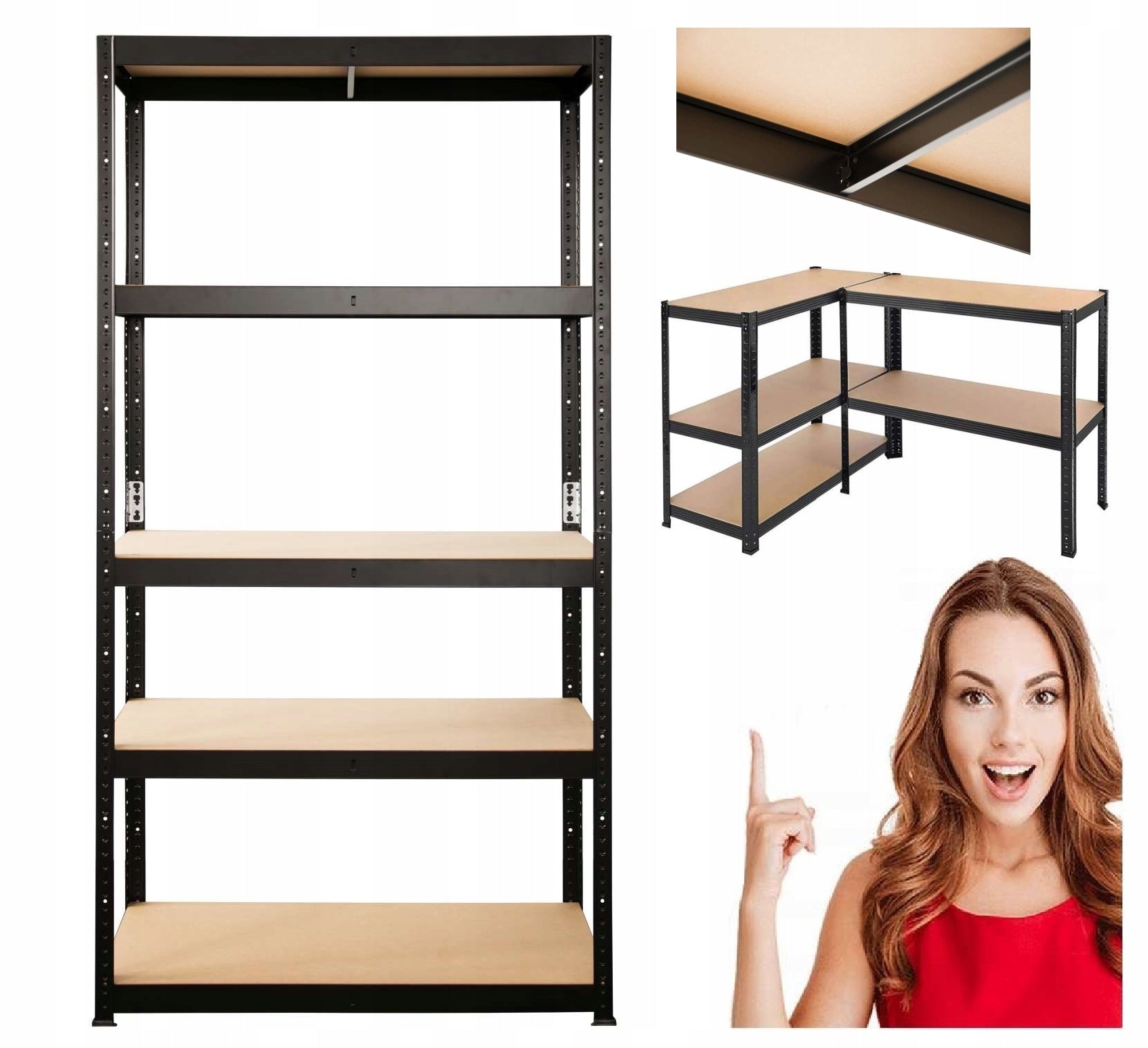 Metal storage rack 180x80x40 BLACK 5 SHELVES x 200kg LOFT