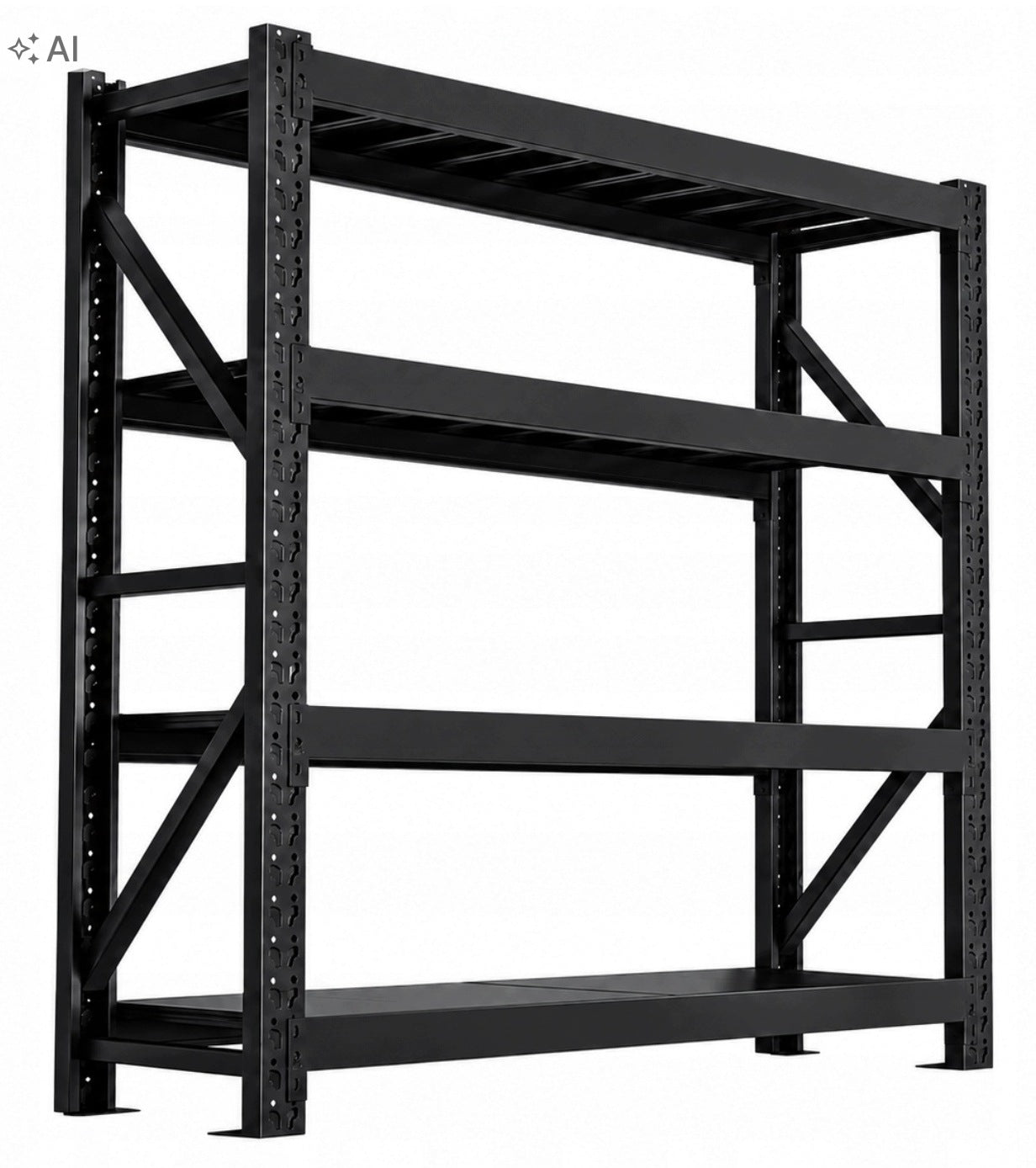 Metal storage rack 200 x 200 x 60 cm 1200 kg black 4 shelves strong