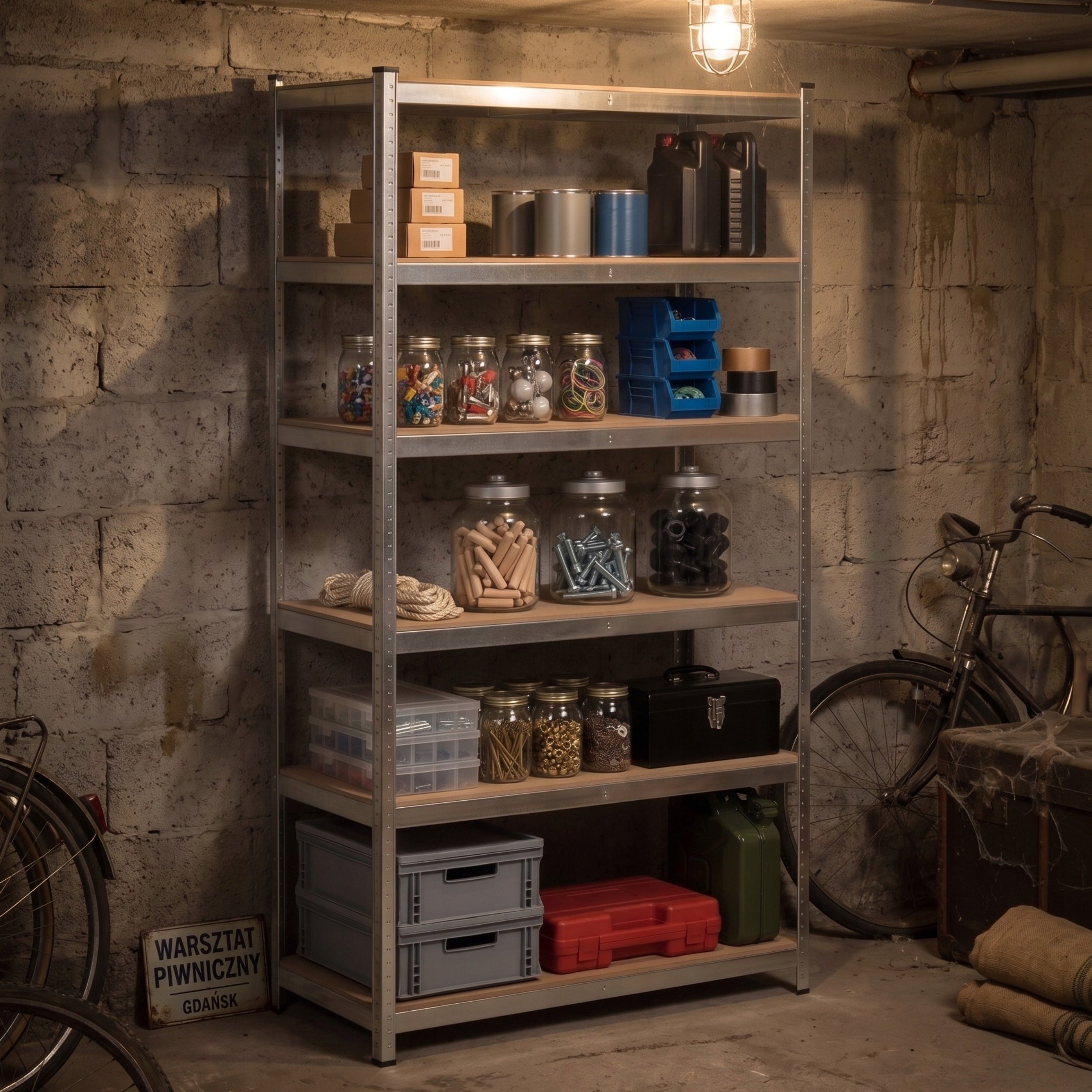 Metal storage rack 222x90x40 cm for garage 900 kg FUNFIT HOME&OFFICE Packaging status original