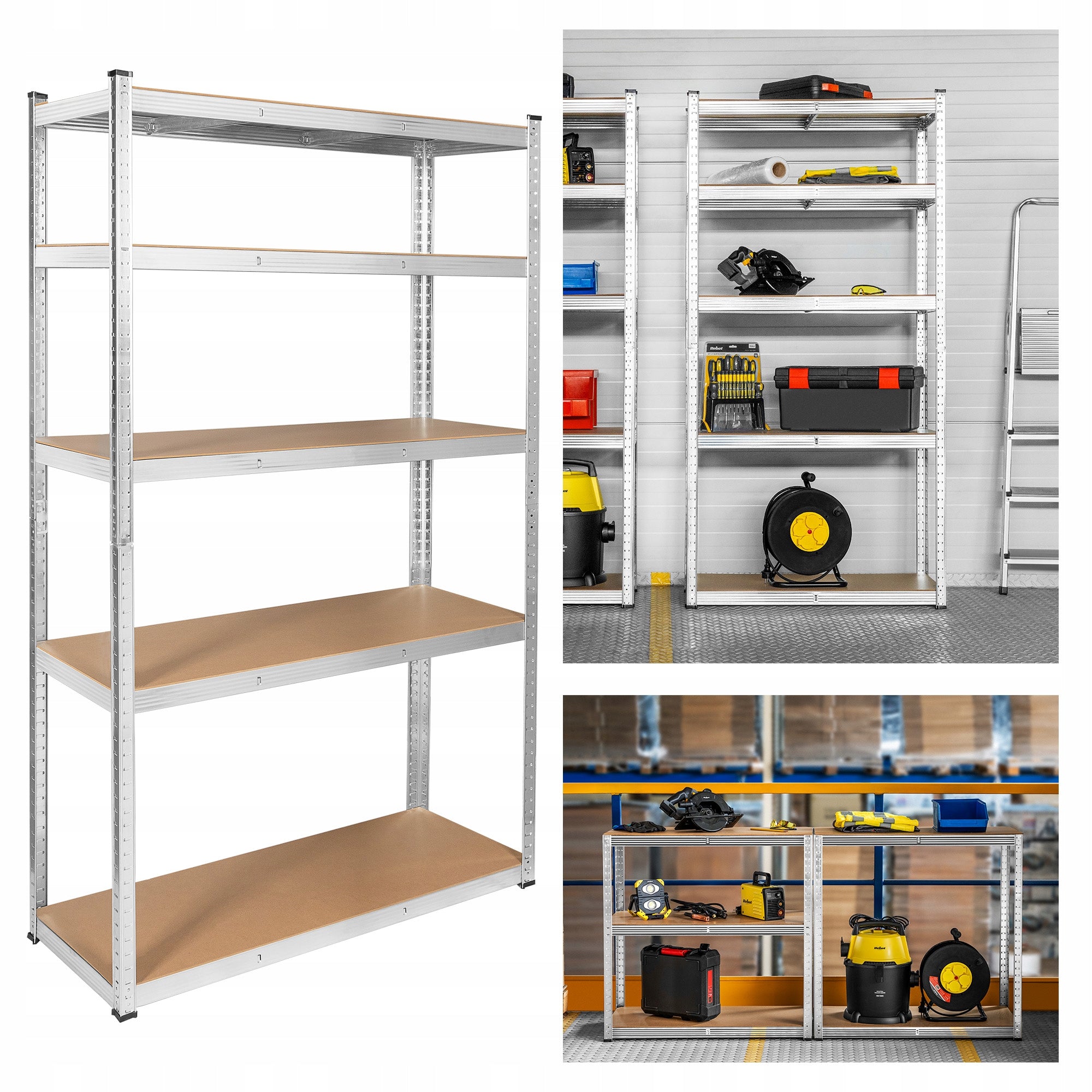 Metal storage rack 2in1 5 garage shelves 205x120x45cm 750kg Rebel