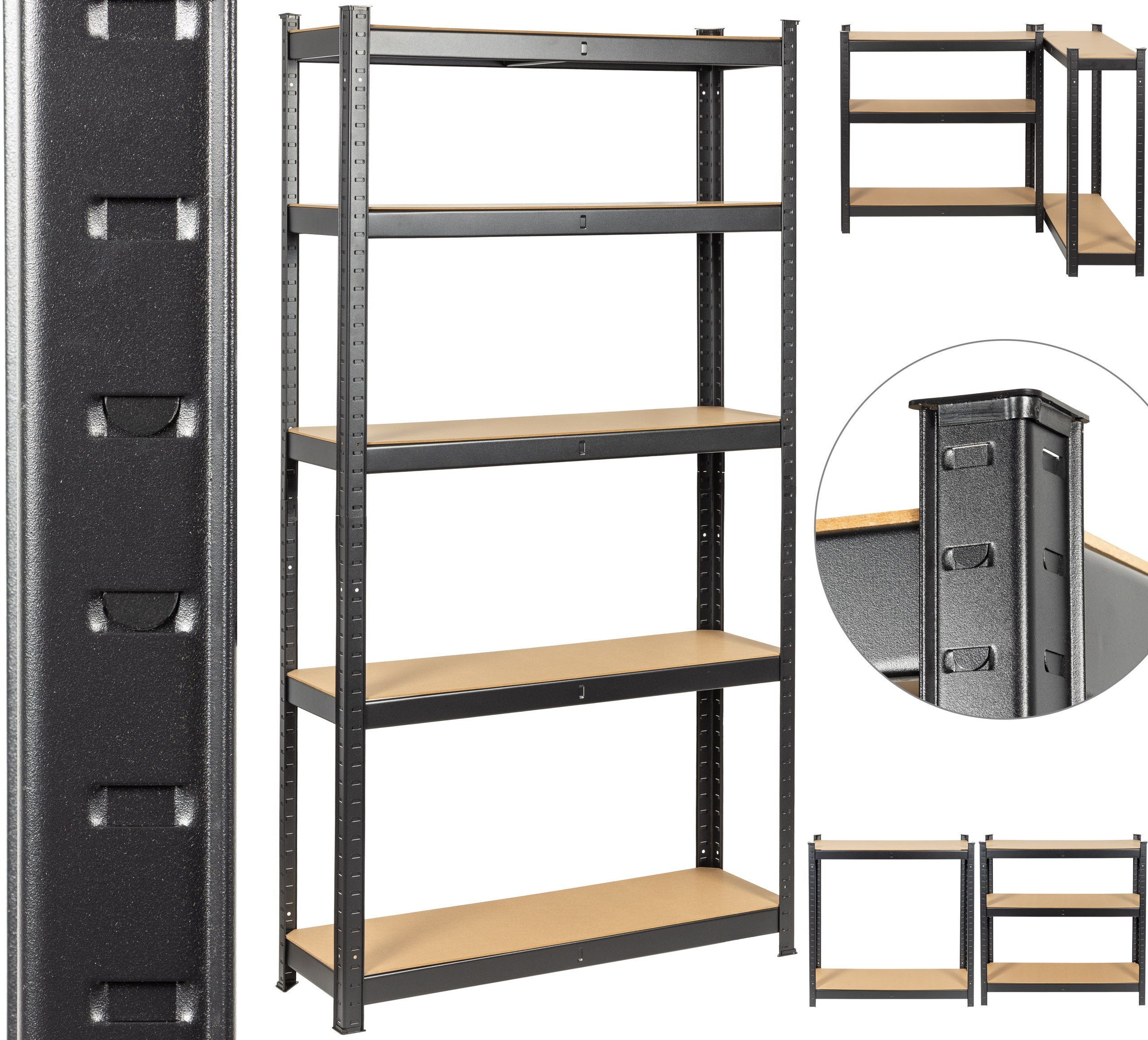 Metal storage rack 3in1 BLACK 5x175 kg. 180x90x30 DOOC