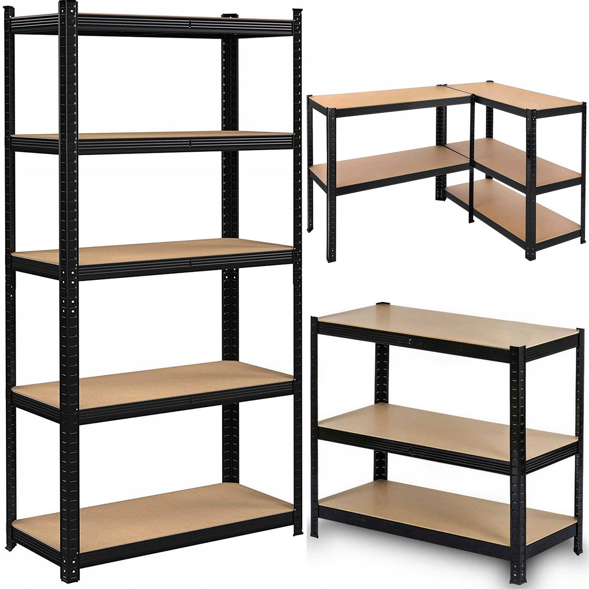 Metal storage rack 5 shelves black 180x90x40 cm for garage basement