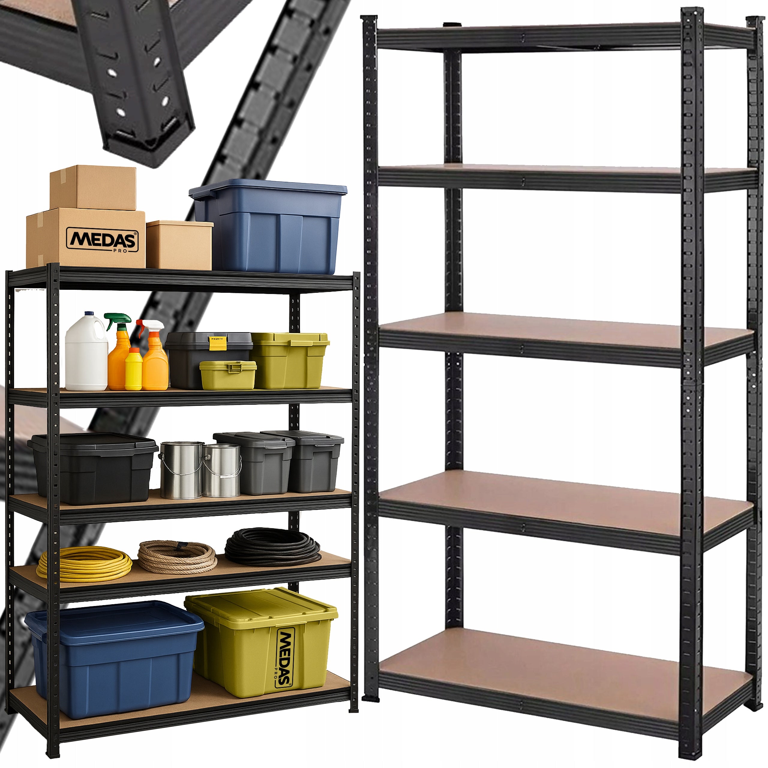 Metal storage rack BLACK 180x90x40cm 875kg