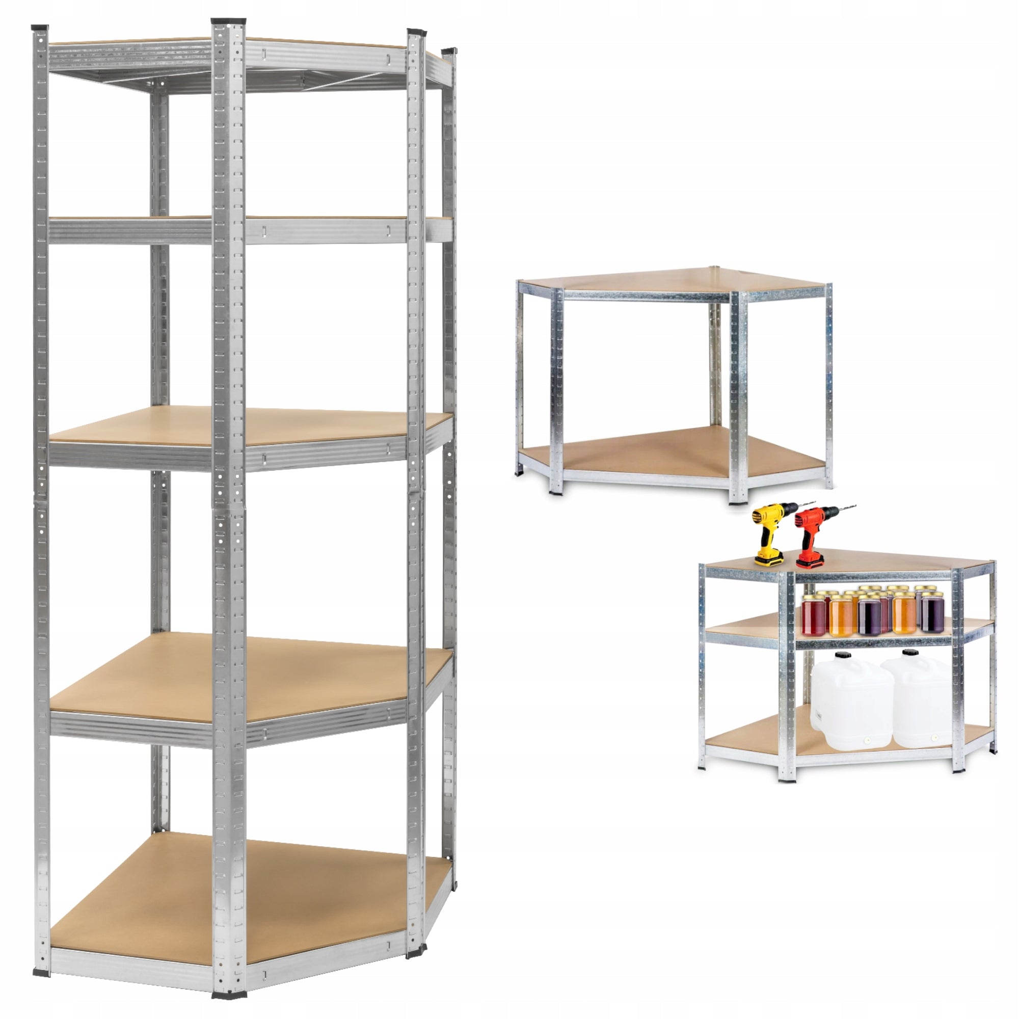 Metal storage rack corner 5 garage shelves 180x40x70cm 875kg Rebel