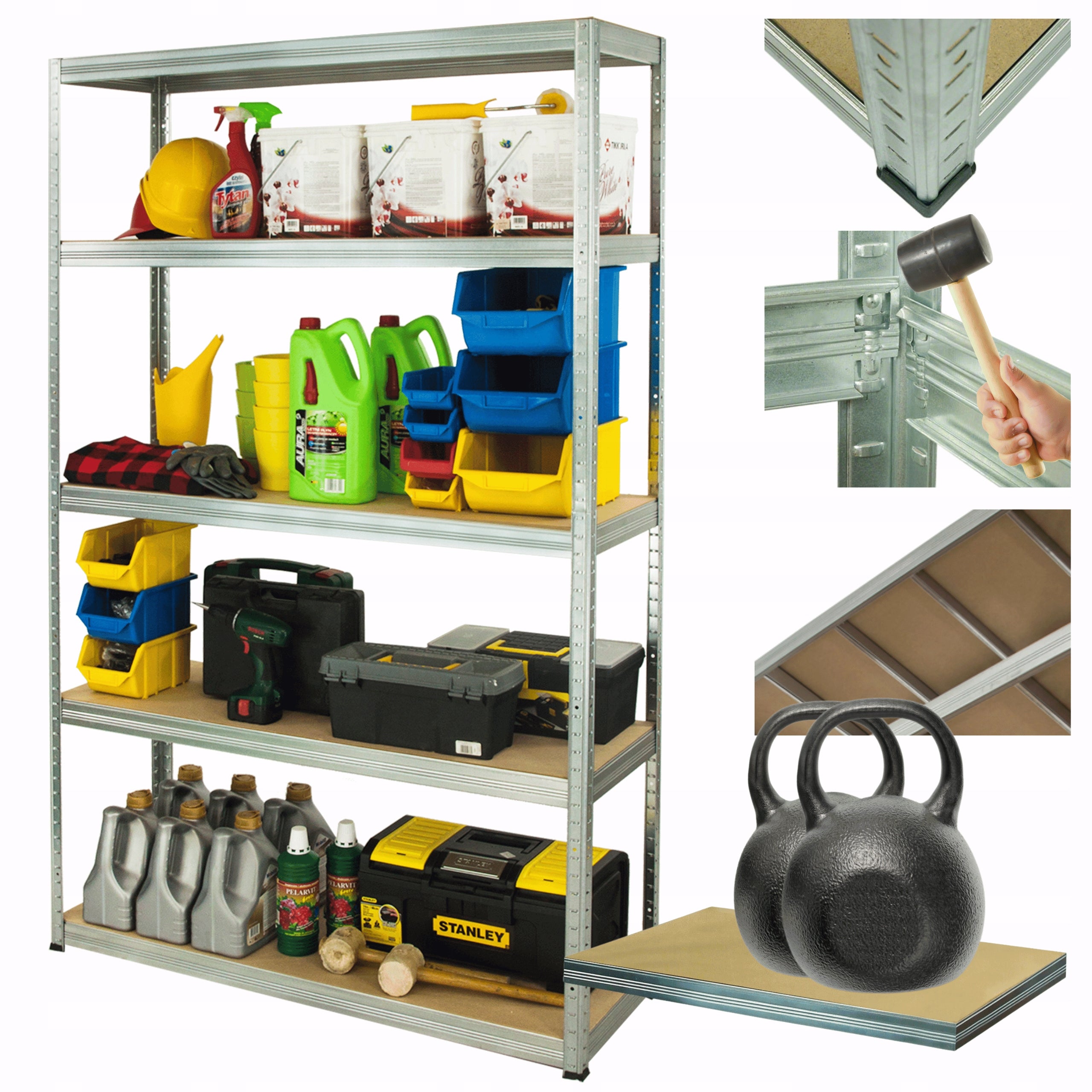 Metal storage rack galvanized rack HELIOS 180x180x40cm 5Px275kg DURABLE