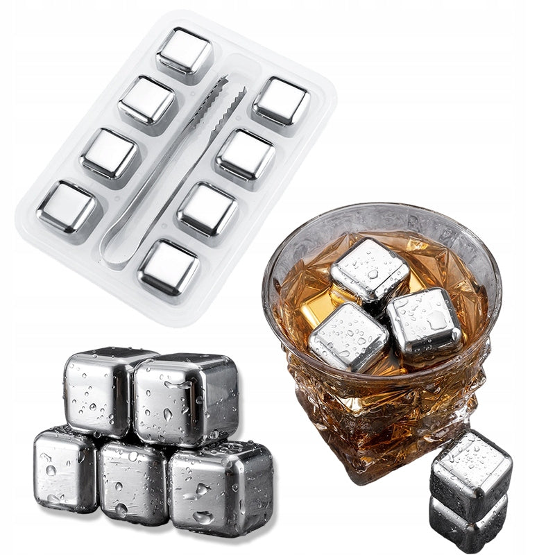 Metalowe kostki do drinków Whisky chłodzące 8 szt. ze stali nierdzewnej