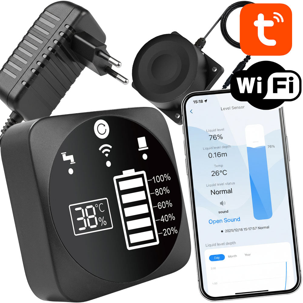 Meter Water Level Sensor Liquid WiFi TUYA for Tanks Depth 5m