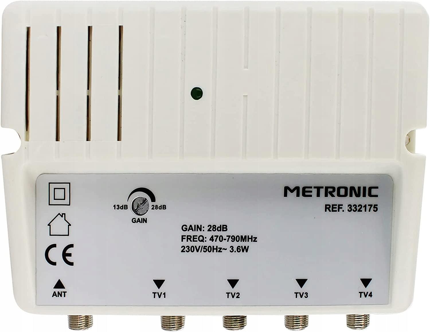 Metronic 332175 Internal amplifier UHF FILTER 4G LTE 790 28dB 4 outputs Packaging status original