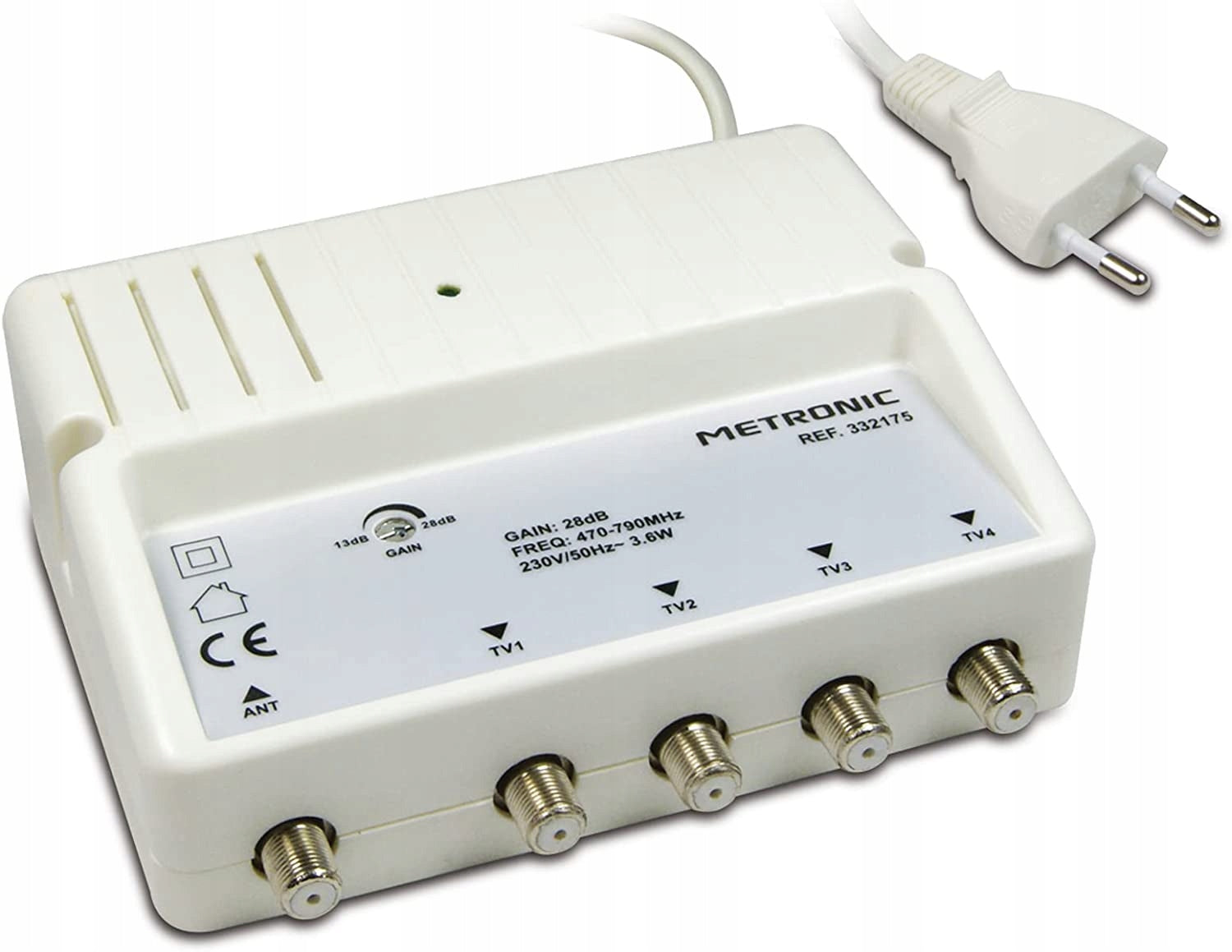 Metronic 332175 Internal amplifier UHF FILTER 4G LTE 790 28dB 4 outputs