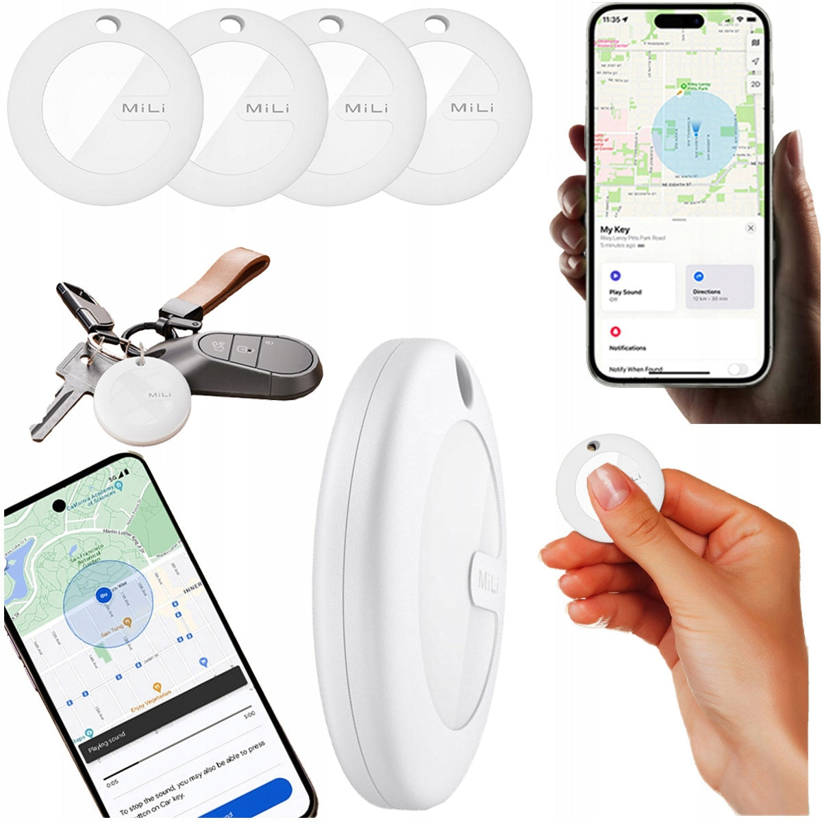 MiLi MiTag 4x GPS DUO Android iOS APPLE Locator for Key Backpack Packaging status original