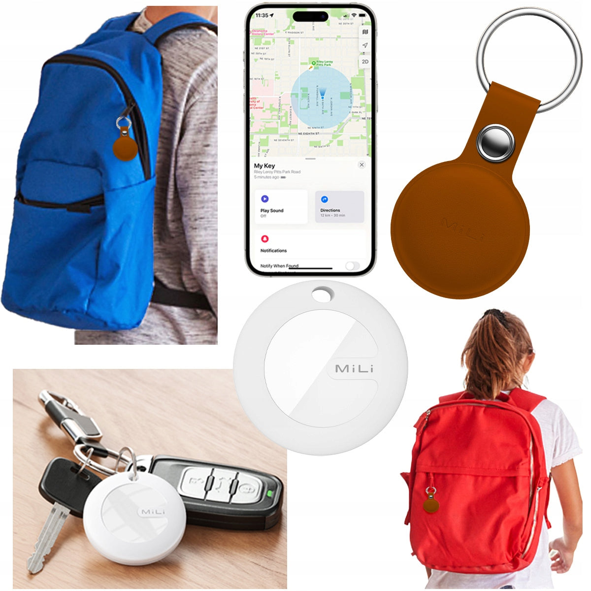 MiLi MiTag BT GPS Locator for iOS APPLE + Keychain Case Packaging status original