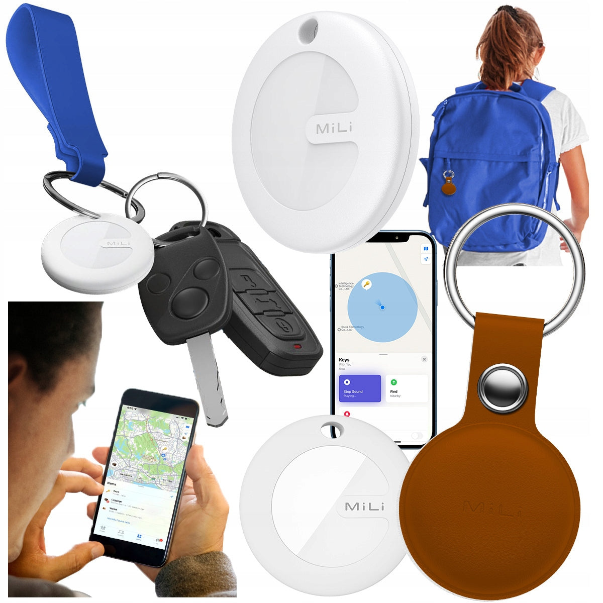 MiLi MiTag BT GPS Locator for iOS APPLE + Keychain Case