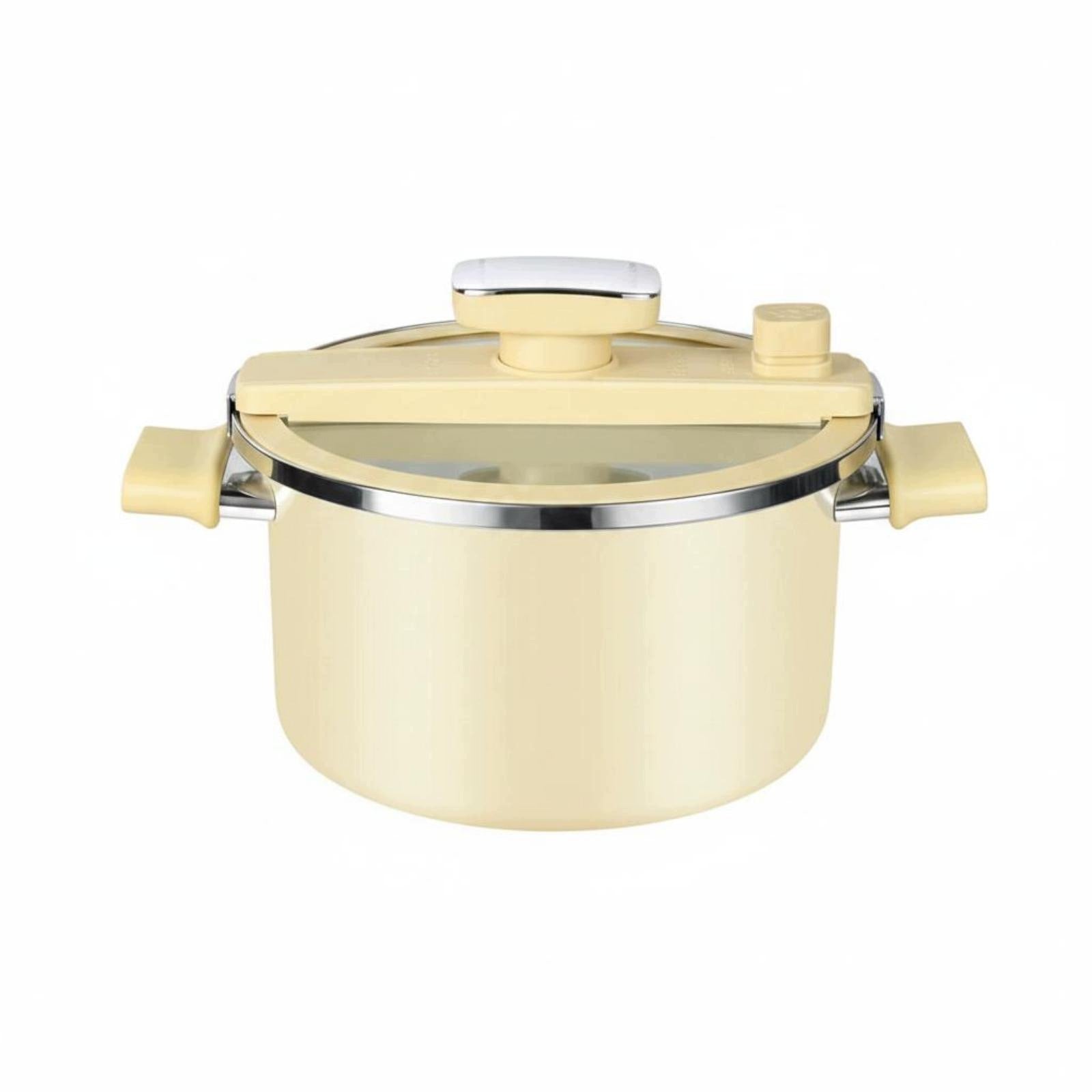Micro Sealed Cooking Flavor Preserving Retention Enamel Pressure Pot Beige