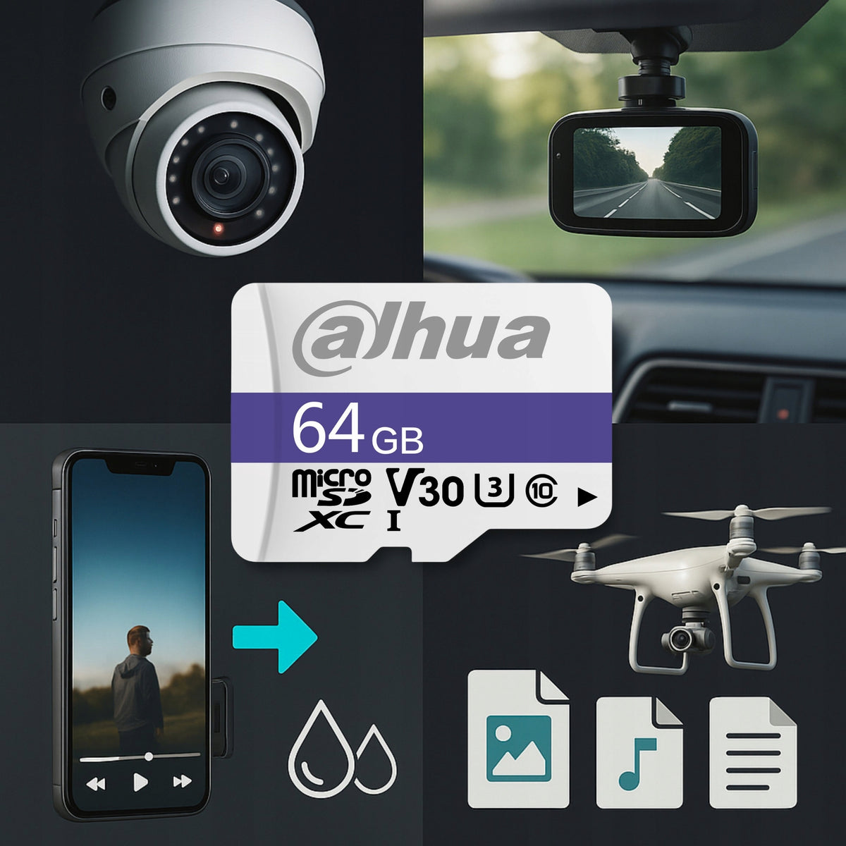 MicroSD Memory Card Dahua TF-C100/64GB UHS-I SDXC for WiFi and IP CCTV Cameras Model C100