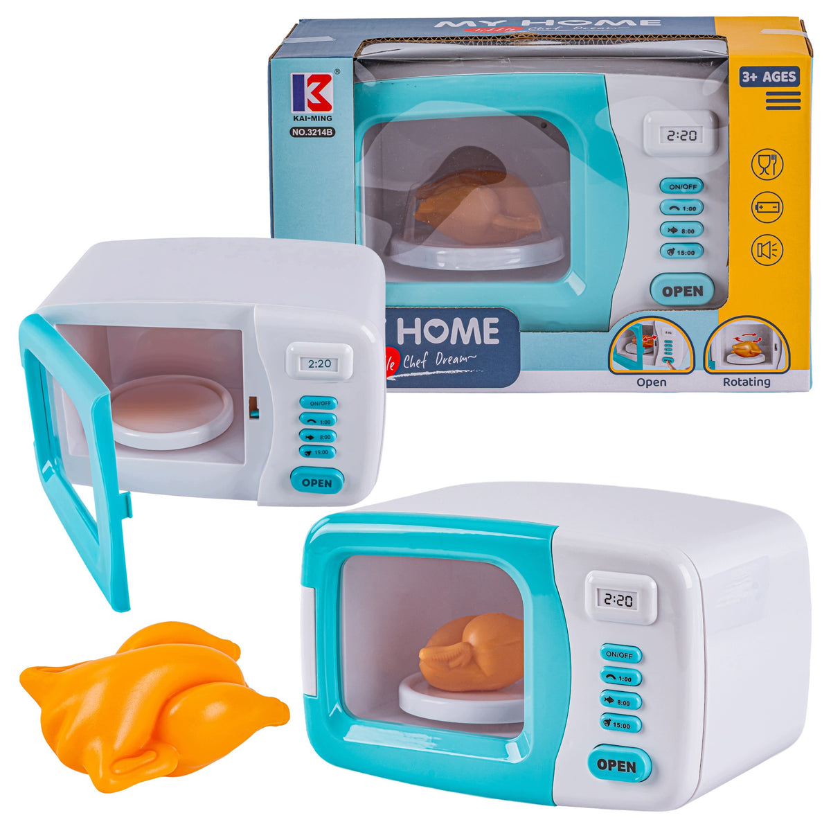 Microwave Oven for Kids Household Appliances Rotating Plate Chicken Light Sound
