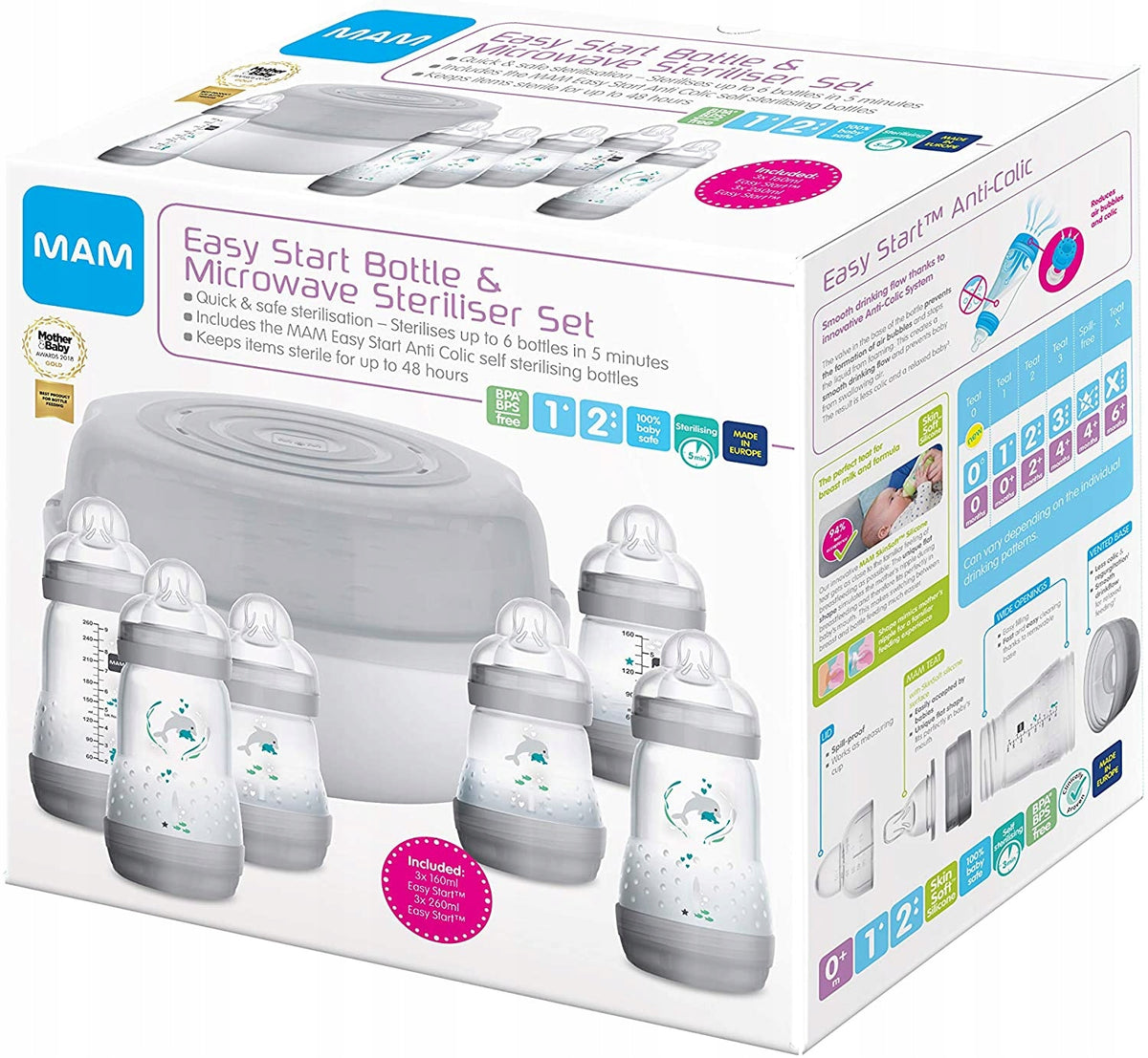 Microwave sterilizer Mam + 3 x 260ml bottle