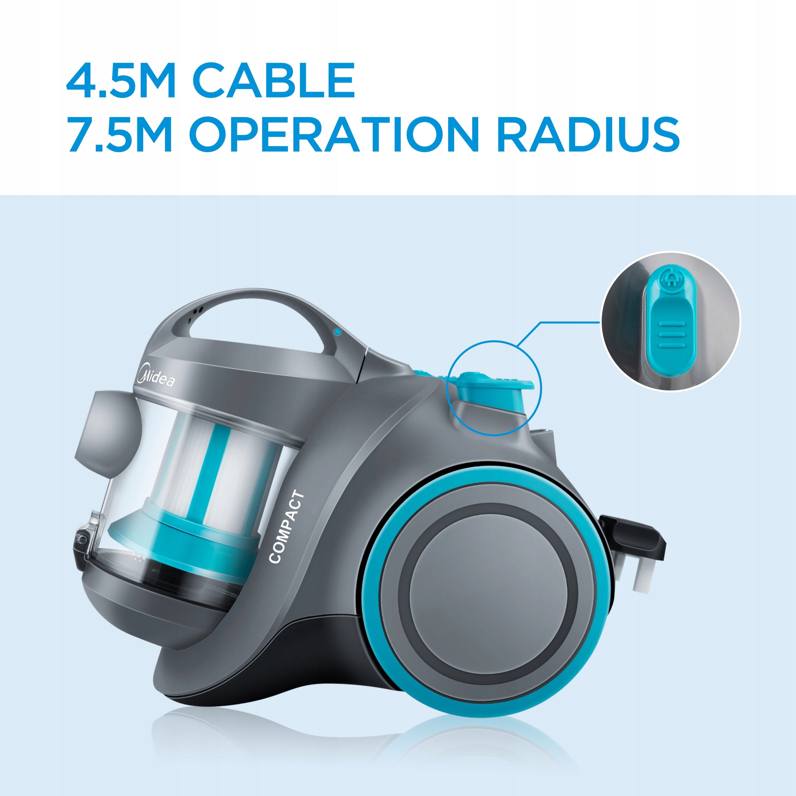 Midea C5 MBC1270GB Bagless Vacuum Cleaner, 700W, HEPA, 1,5L, Lightweight and Efficient Dominant color silver/gray