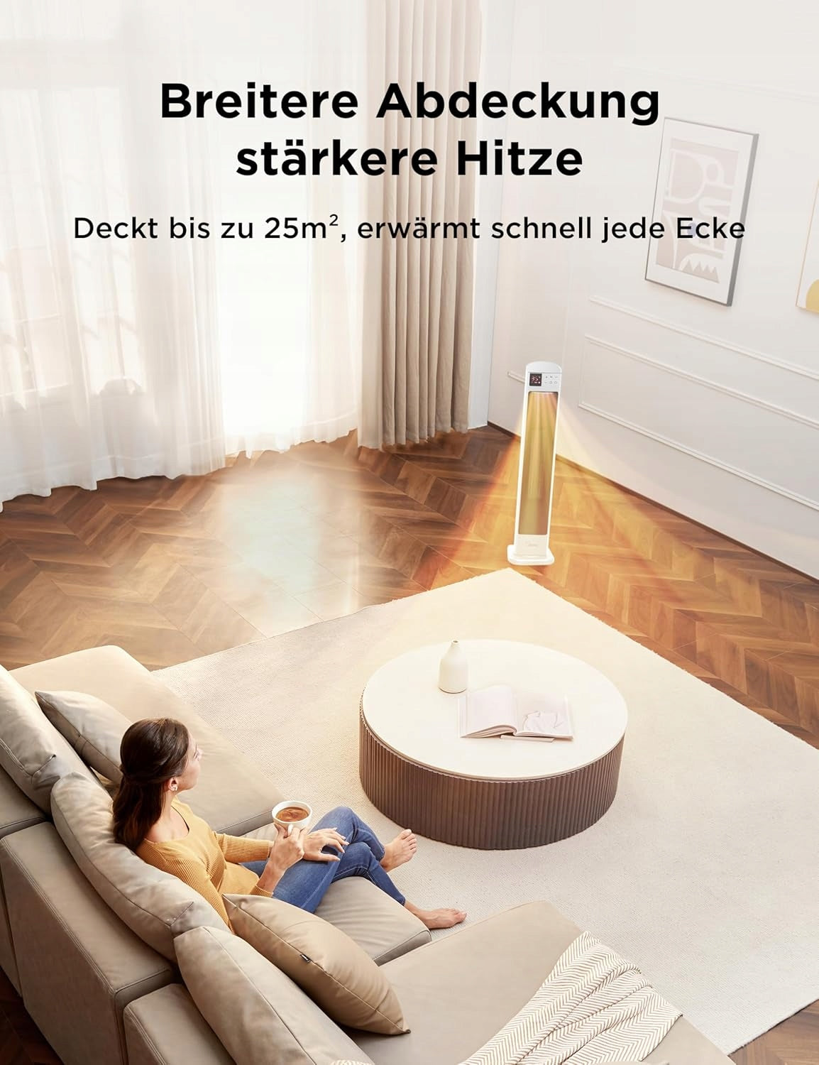 Midea Tower ceramic radiator 2000W fast heating 30m2 oscillation 75° Brand Midea