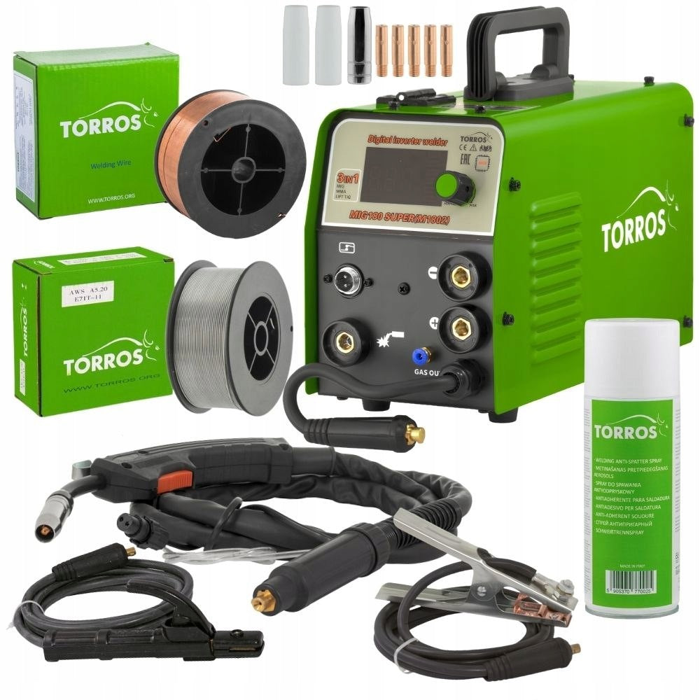Migomat welder Torros MIG180 SUPER M1802 MIG MMA and TIG Lift GAS SET