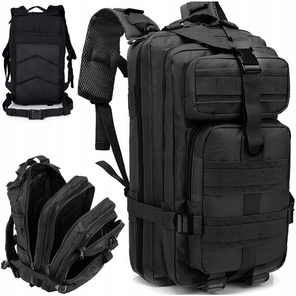 Military Hiking Backpack Survival Black 30L Tactical Strong