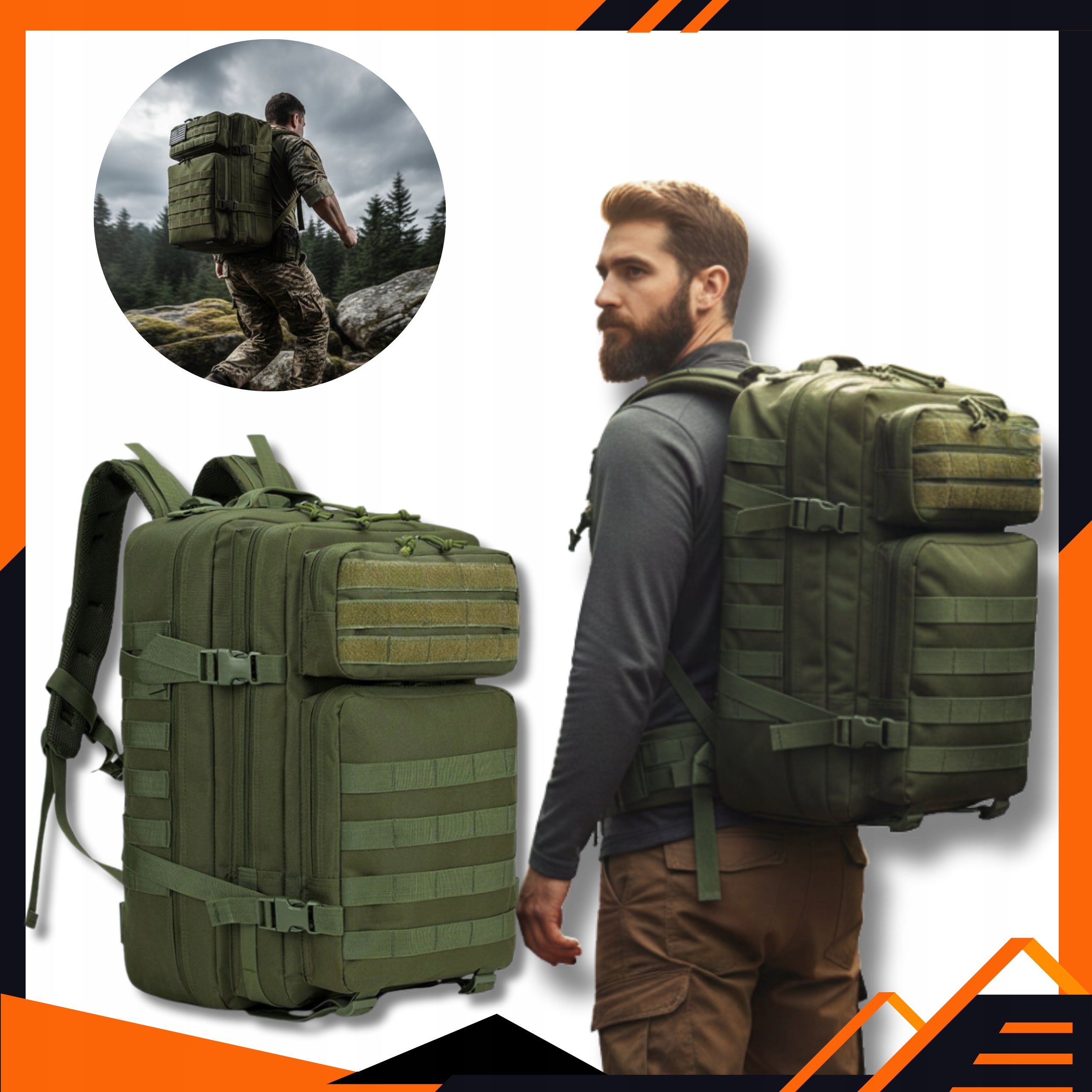 Military Tactical Backpack 45L Waterproof Hiking Trekking Sports Packaging status original