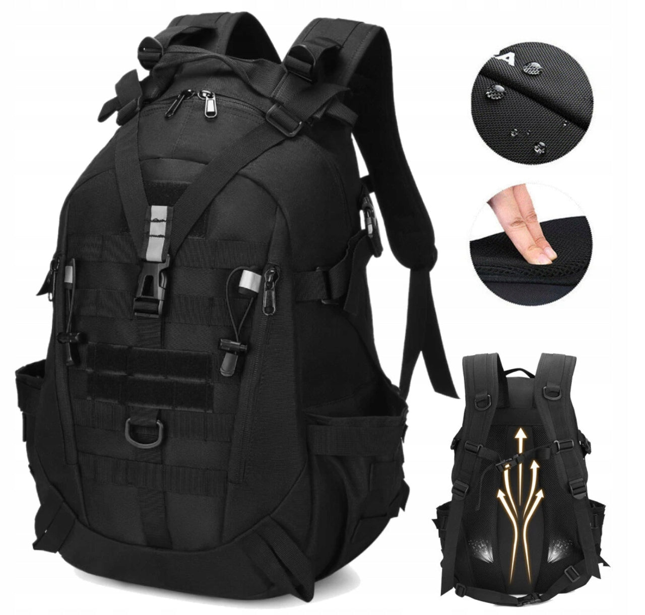 Military Tactical Hiking Backpack BLACK 45L for Men and Women
