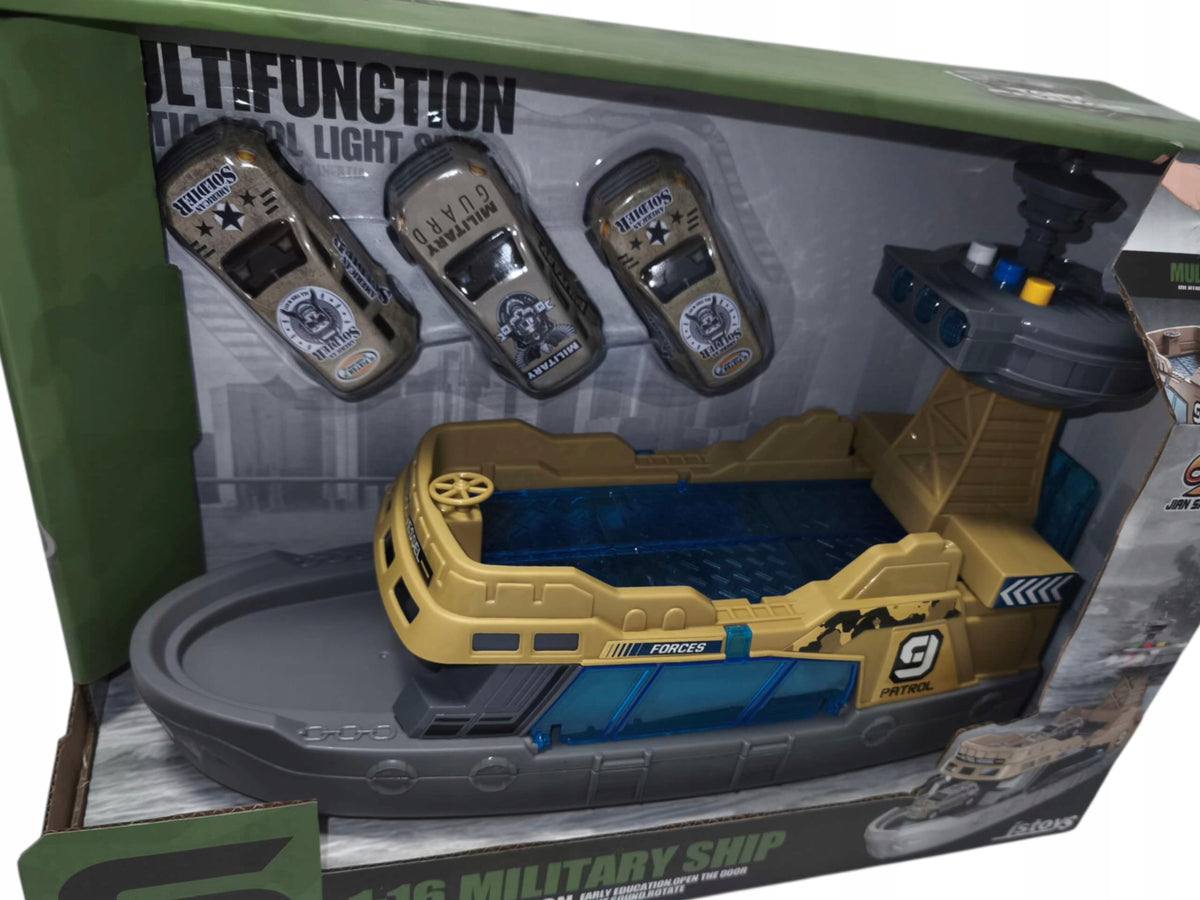 Military ship with cars / sound / light / moving parts / 1:16 Brand no brand