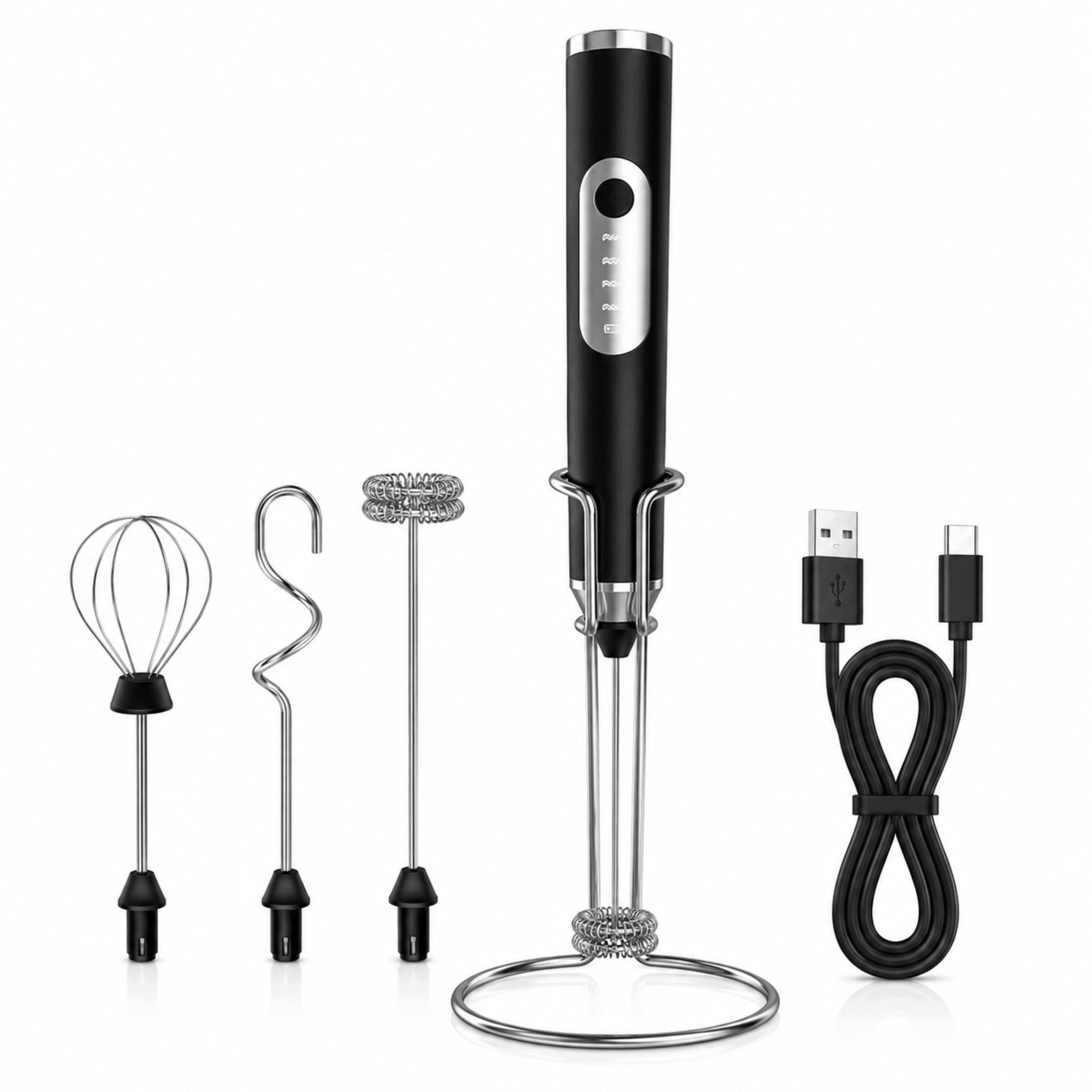 Milk Foamer Electric 3in1 Rechargeable USB 3 Speed Stand Packaging status original