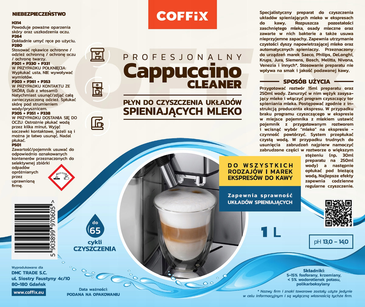 Milk System Cleaner COFFIX Cappuccino Cleaner 1L Brand Coffix
