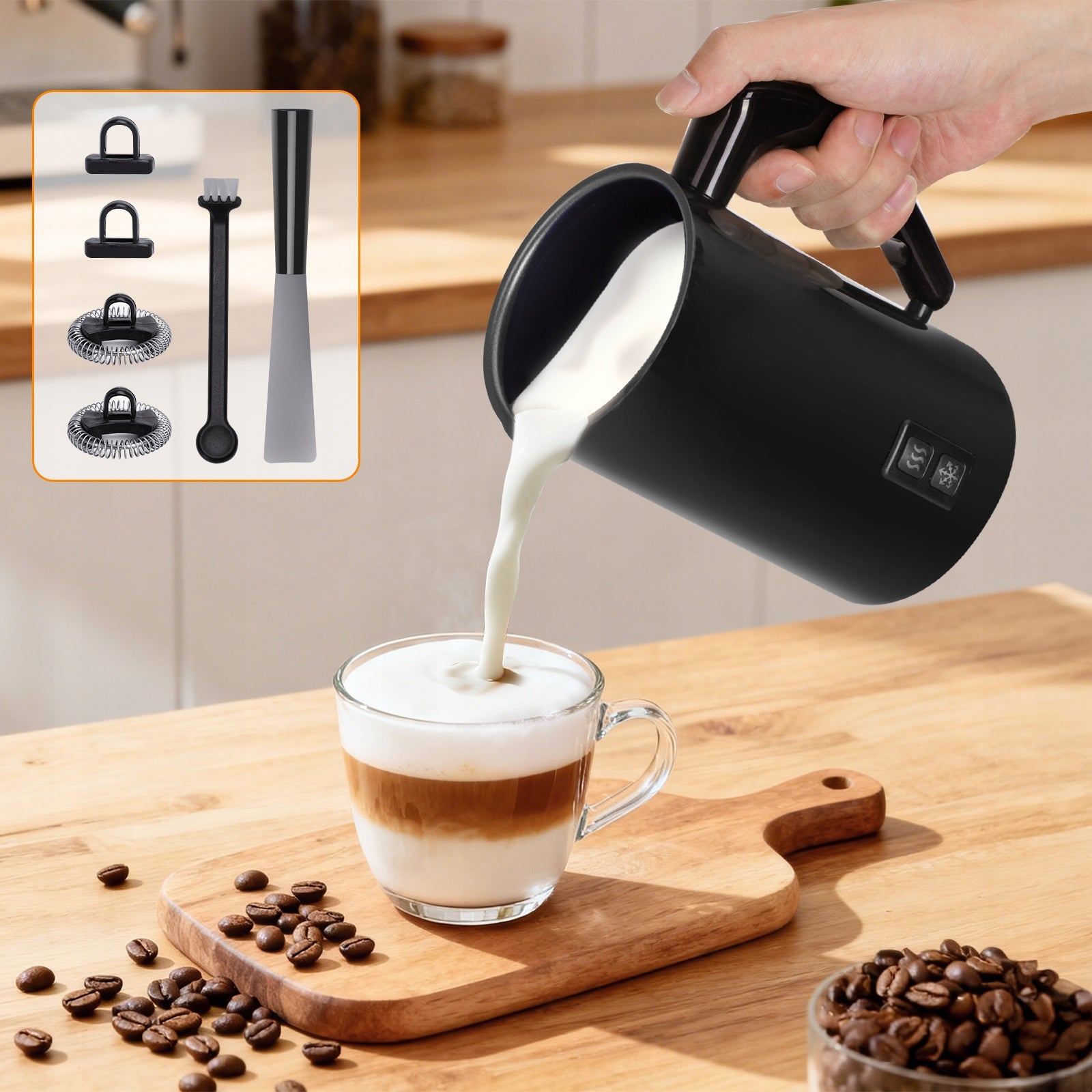 Milk frother hot and cold mode 500w black Aigostar Manufacturer code 300100RJP