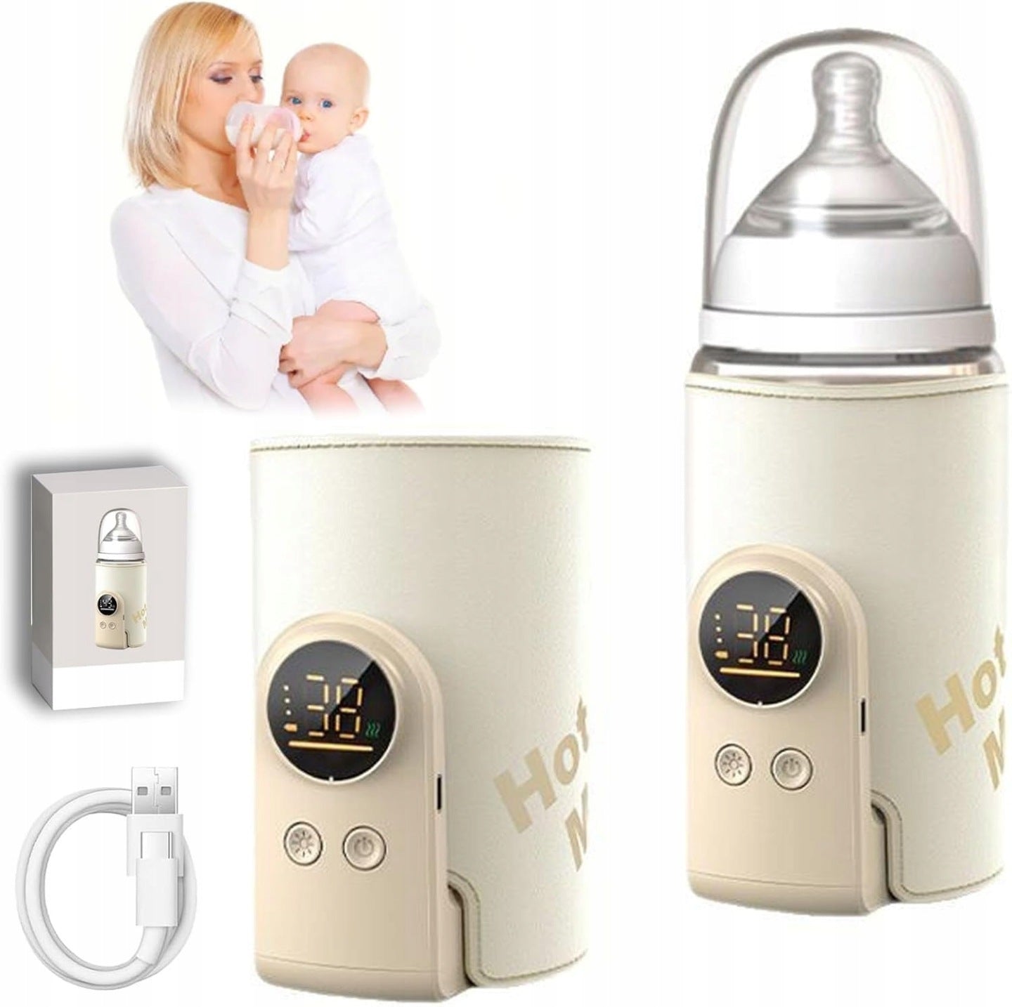 Milk heater with display, high capacity battery