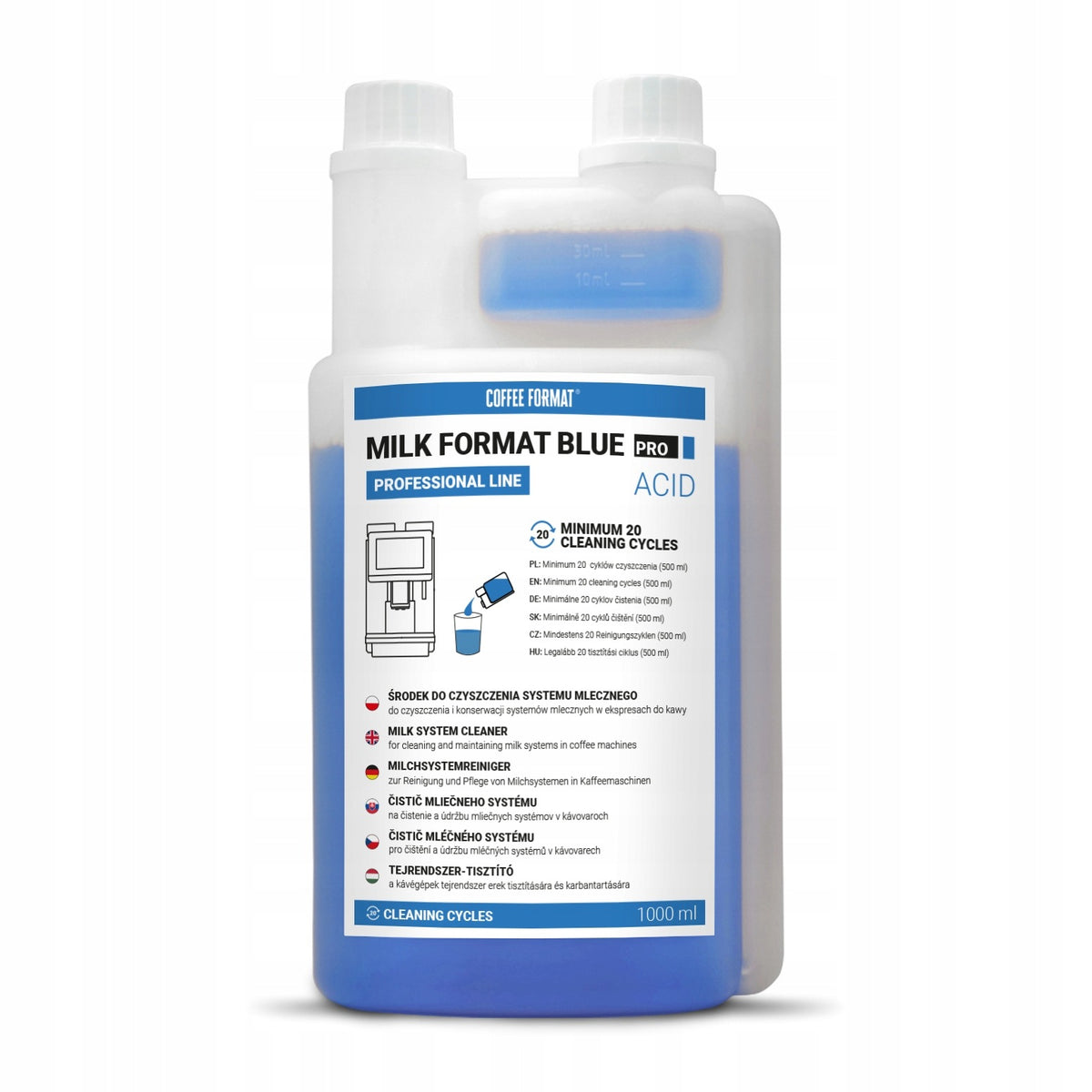 Milk system cleaner Coffee Format Blue PRO 1L 20 cycles